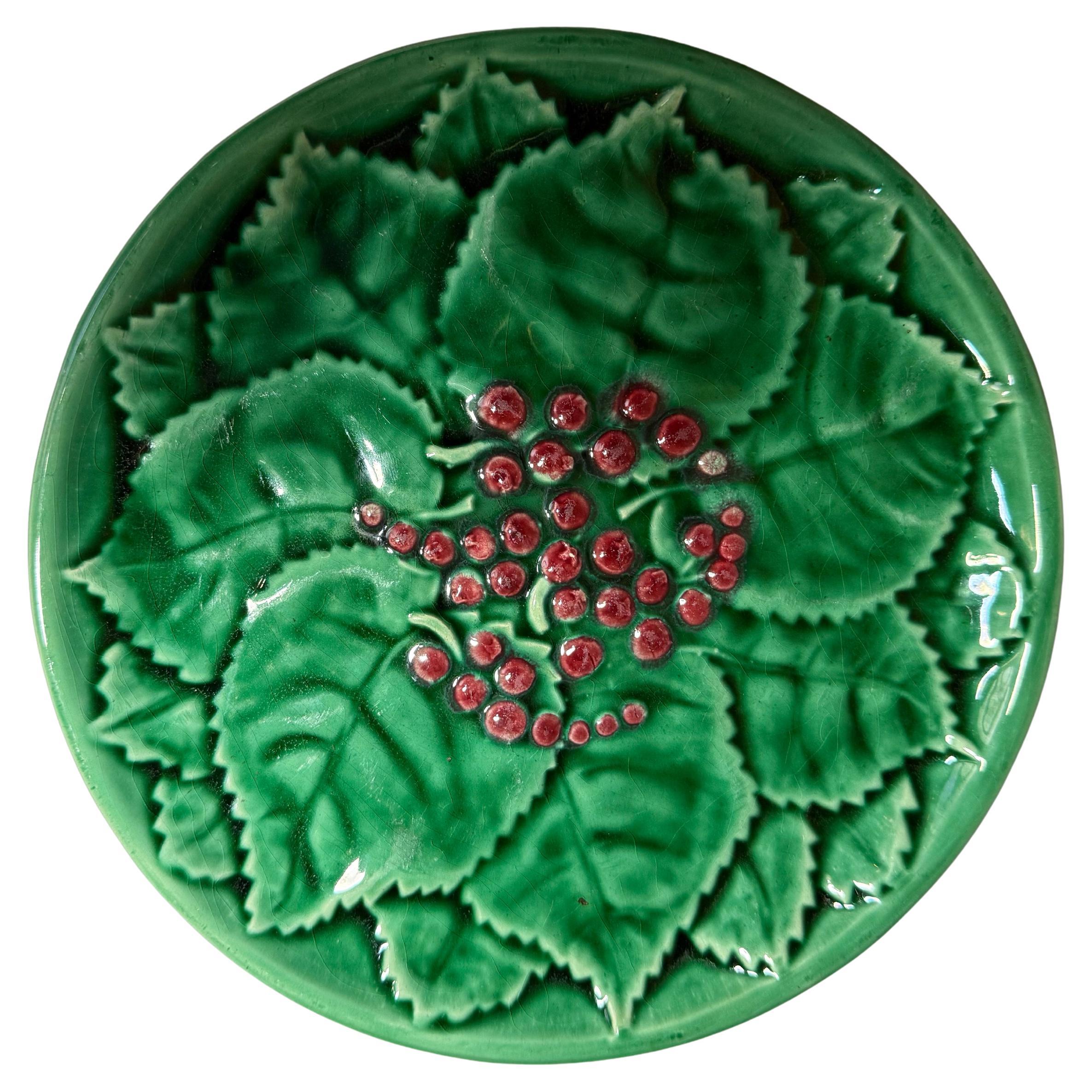 Art  Nouveau Majolique Vert Barbotine Atelier Serenne Vallauris France