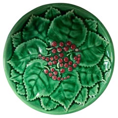 Art  Nouveau Majolica Green Barbotine Atelier Serenne Vallauris France