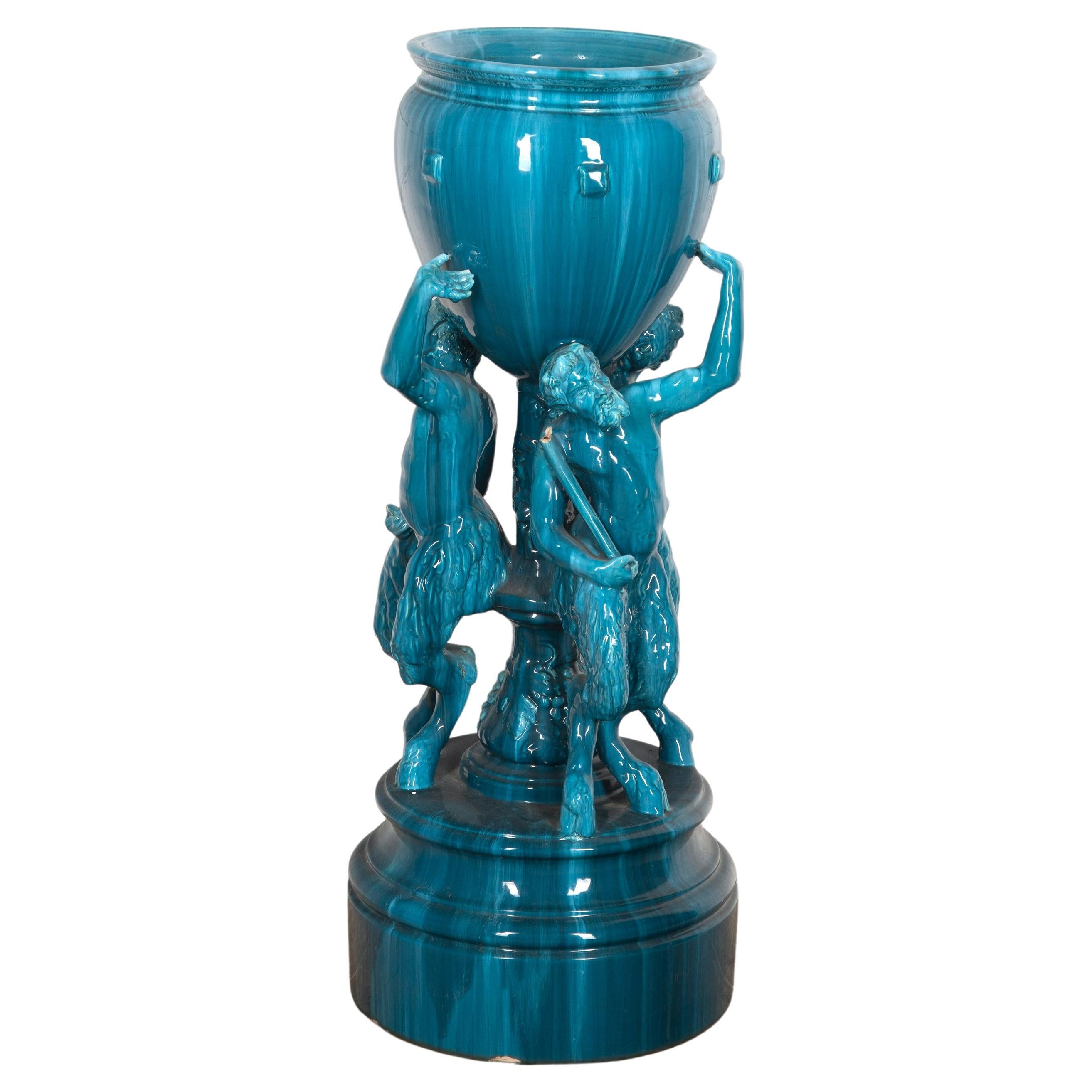 Art Nouveau Majolica Jardinière by Jerome Massier For Sale