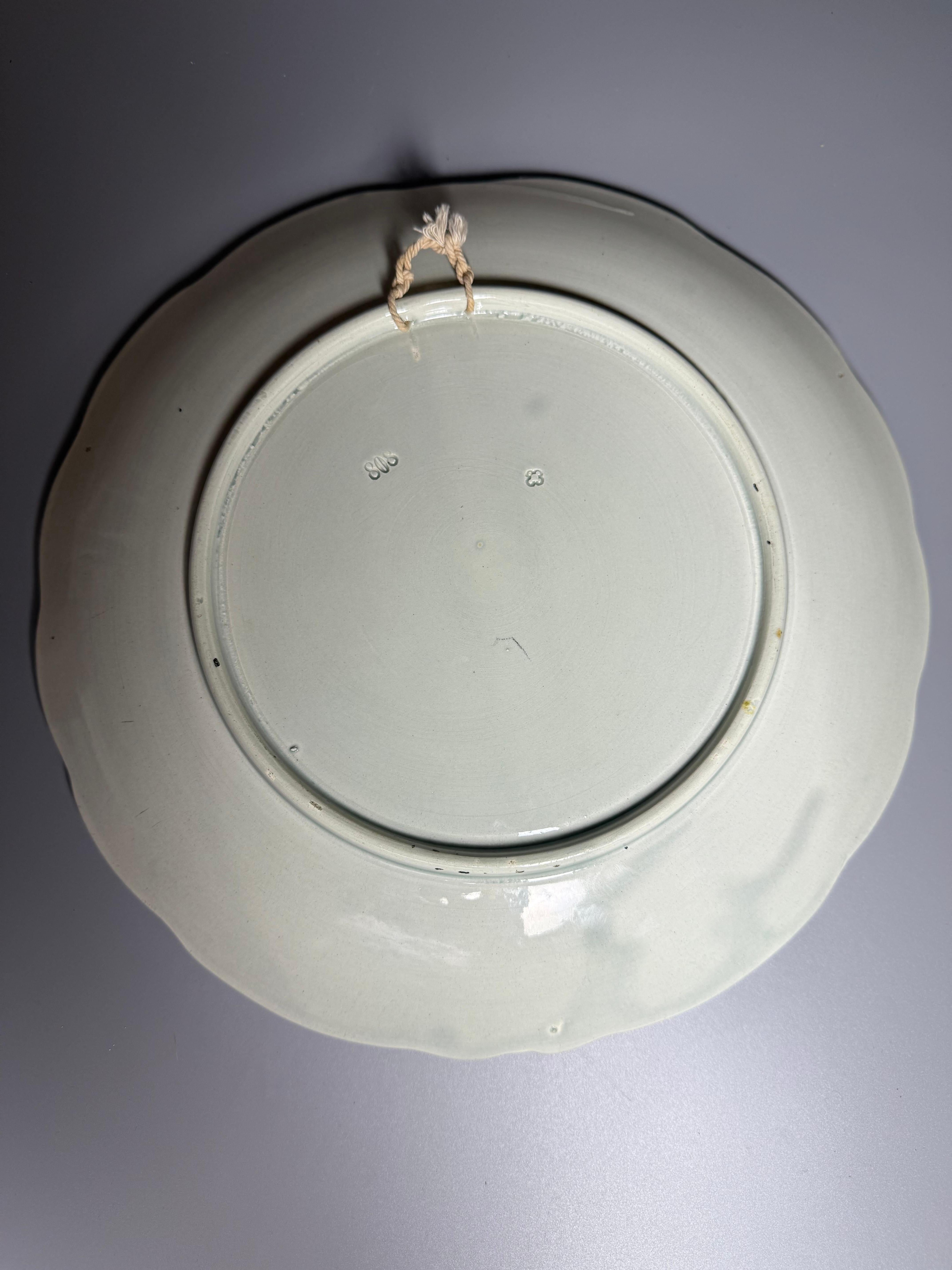 Art Nouveau Majolica Large Plate Ducks Water Lily For Sale 2