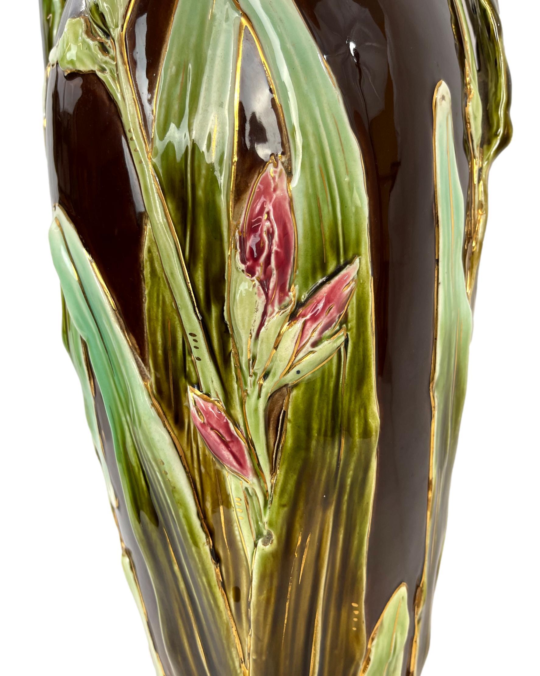 Art Nouveau Majolica Large Vase, 23-ins., Sarreguemines, French, ca. 1895 4