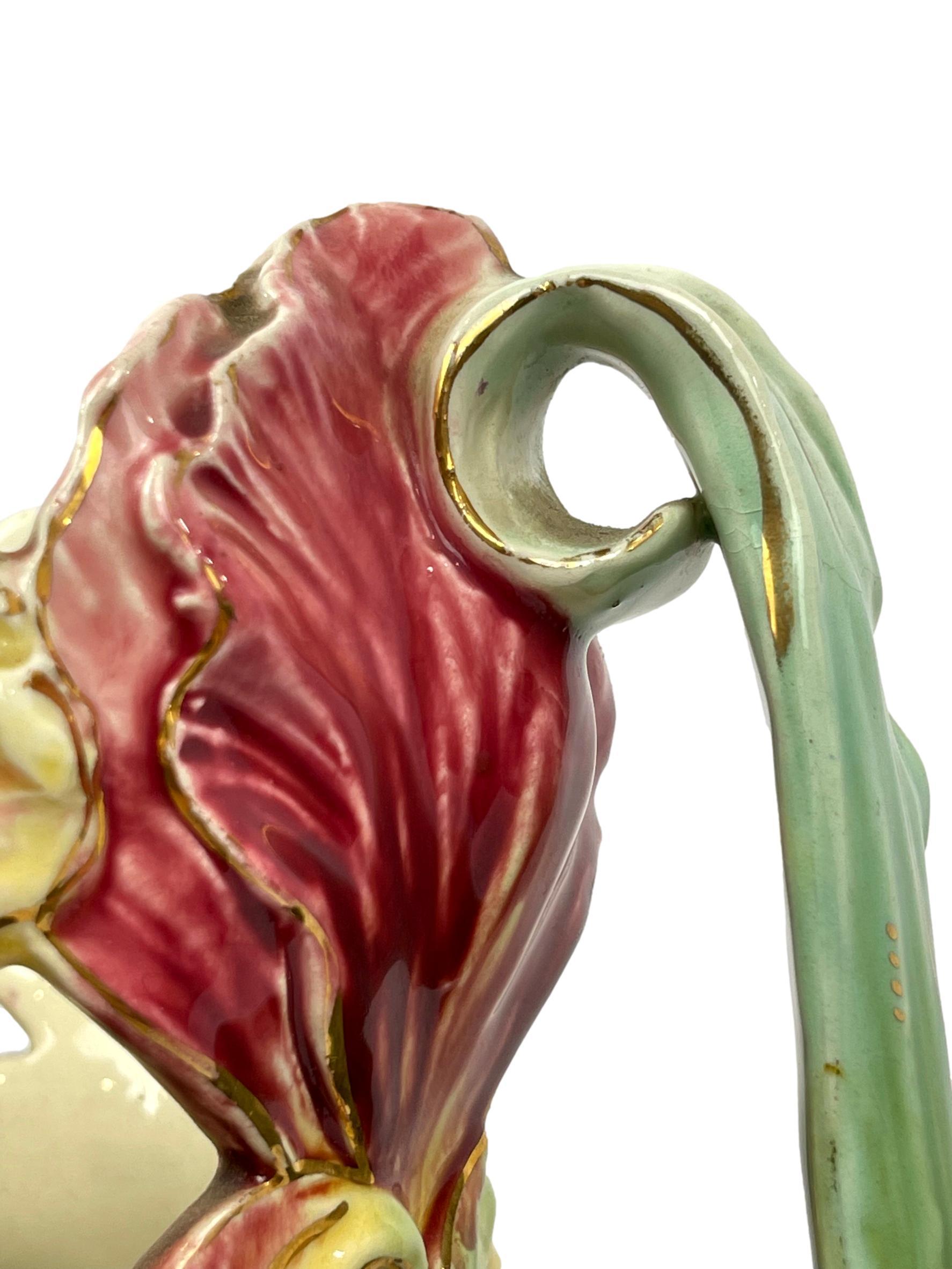 Art Nouveau Majolica Large Vase, 23-ins., Sarreguemines, French, ca. 1895 1