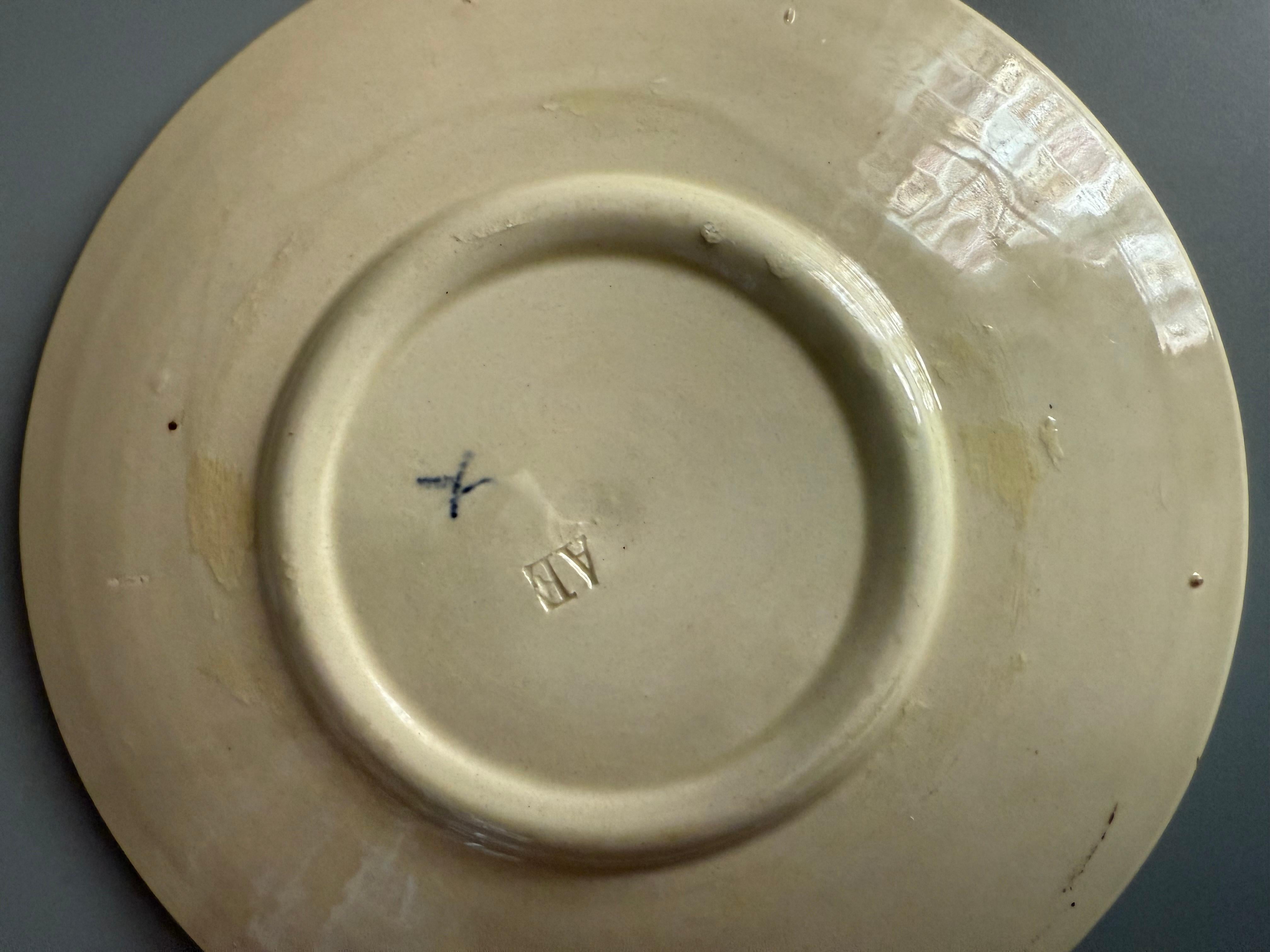 Art Nouveau Majolica Plate Bird Butterflies Rörstrand Sweden In Good Condition For Sale In Uppsala , SE