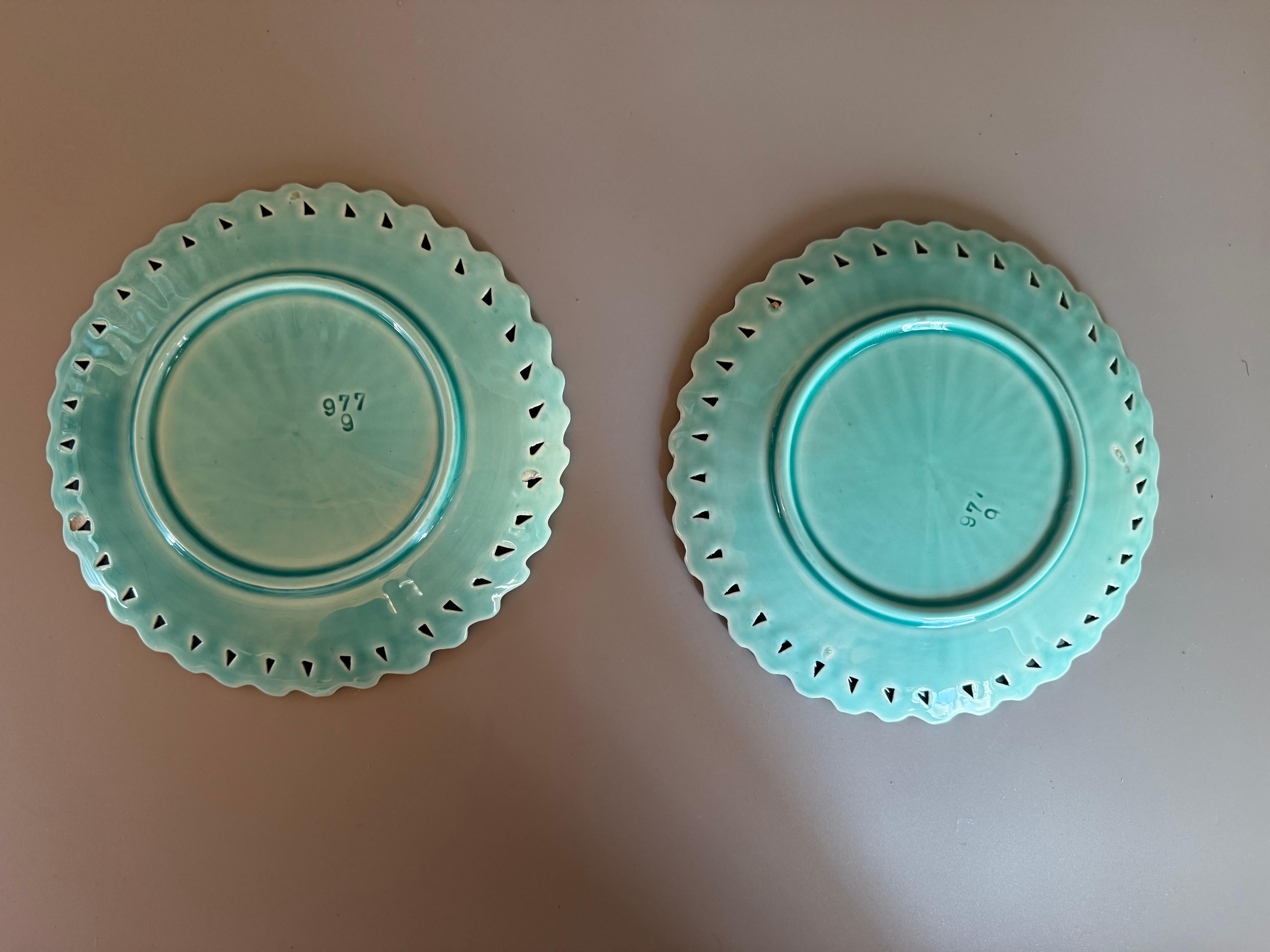 Art Nouveau Mayólica Dos Platos Flores Mariposa Alemania en venta 5