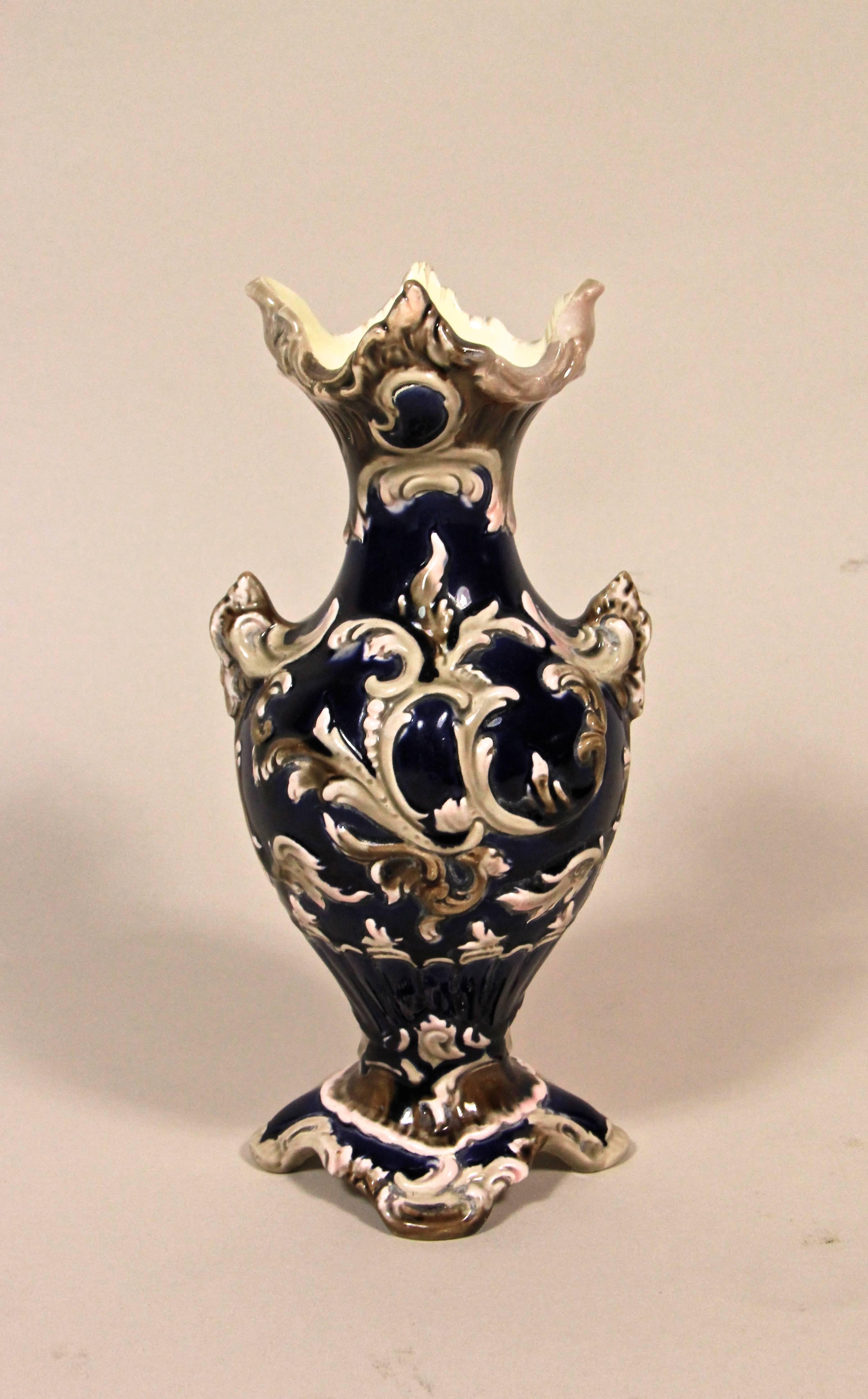 Czech Art Nouveau Majolica Vase by Julius Dressler, Bohemia, circa 1900