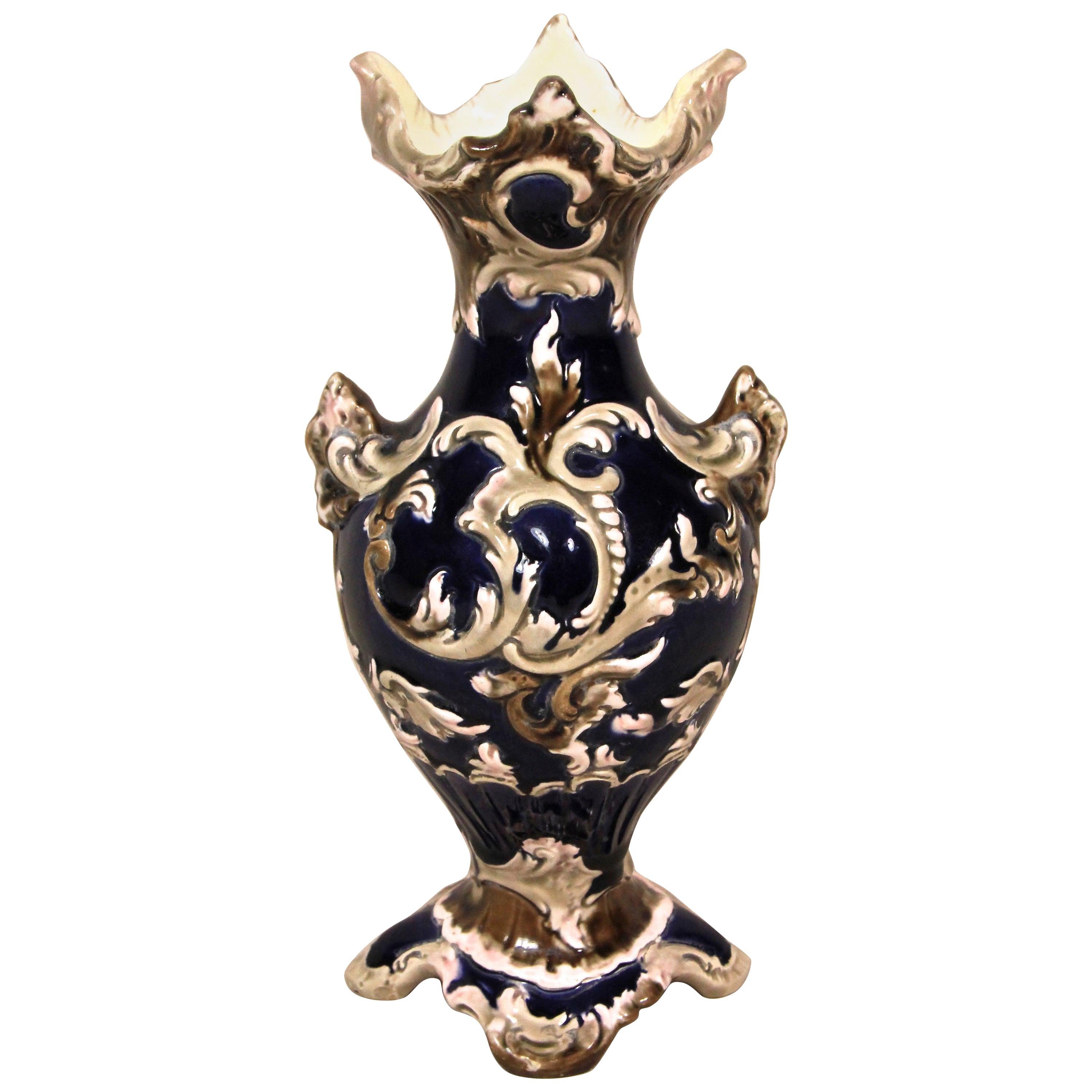Art Nouveau Majolica Vase by Julius Dressler, Bohemia, circa 1900