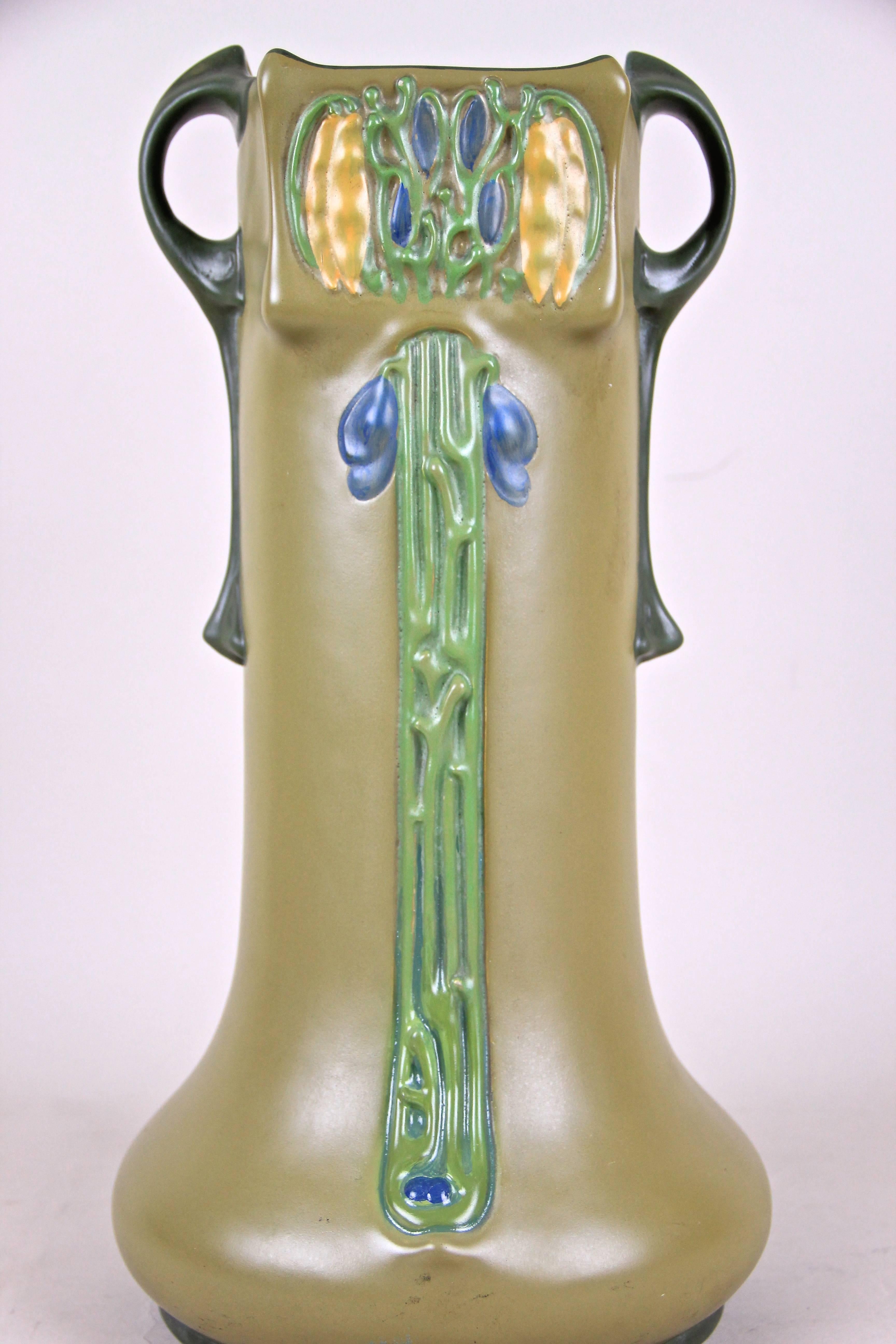 Austrian Art Nouveau Majolica Vase by Julius Dressler, Bohemia circa 1900