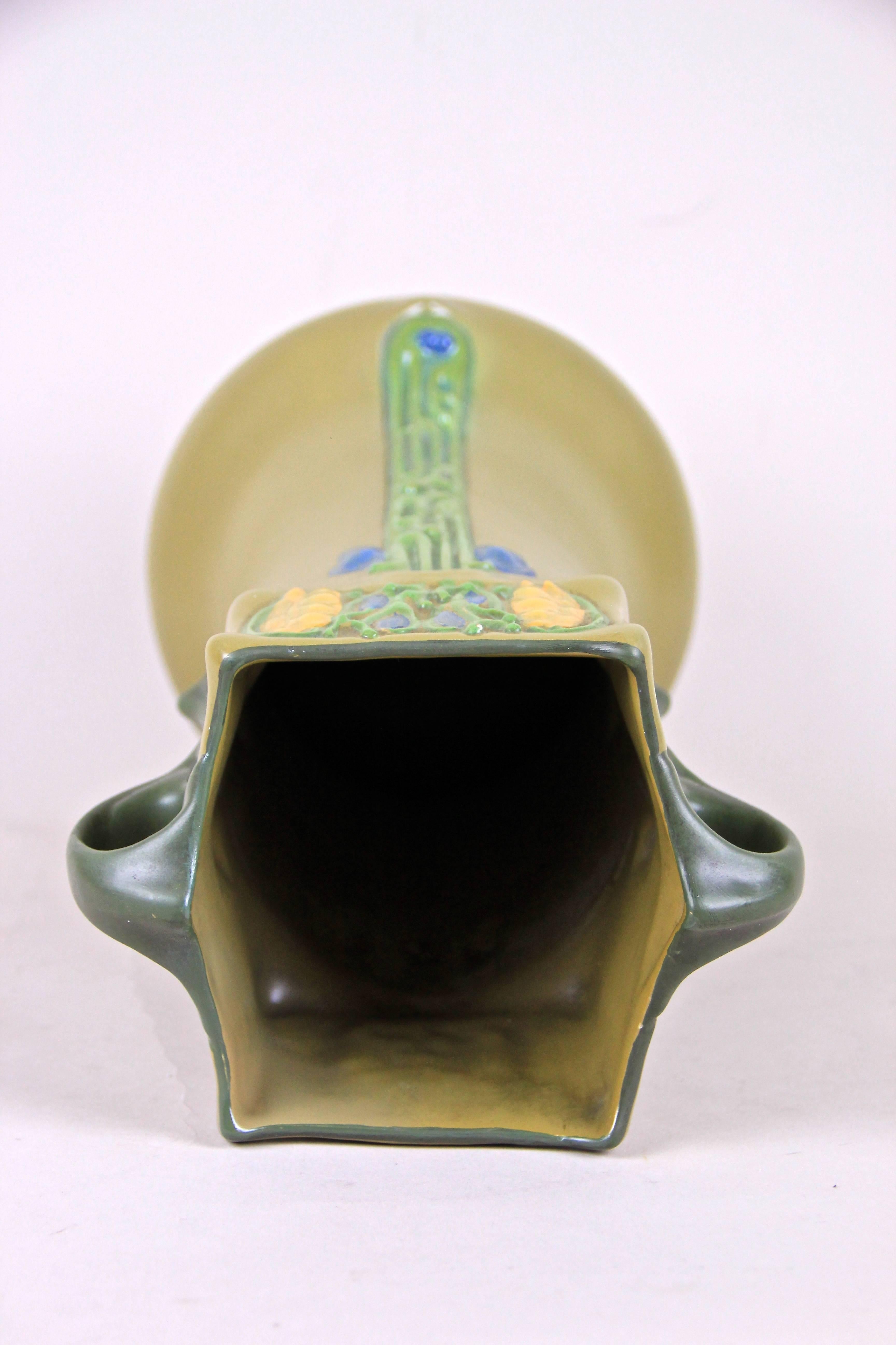 20th Century Art Nouveau Majolica Vase by Julius Dressler, Bohemia circa 1900