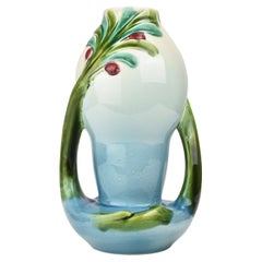 Art Nouveau Majolica Vase by Sarreguemines, France