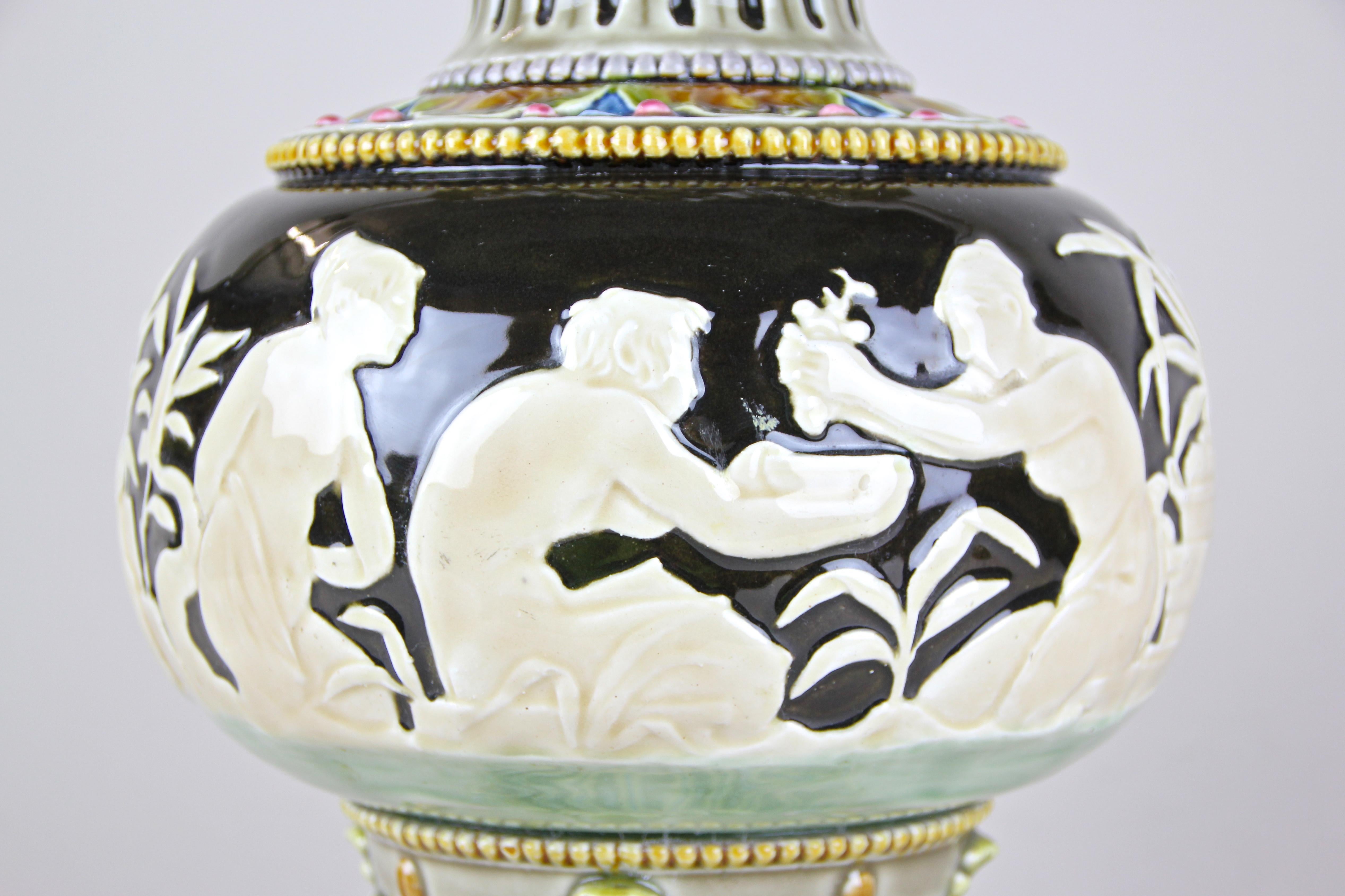 European Art Nouveau Majolica Vase by Schuetz Blansko, CZ, circa 1900