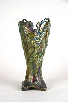 Art Nouveau Majolica Vase Iridiscent by Workshops of Znaim, CZ, circa 1900