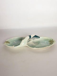 Art Nouveau Majolica Vide-Poche with Fish Decoration, France, 1920s