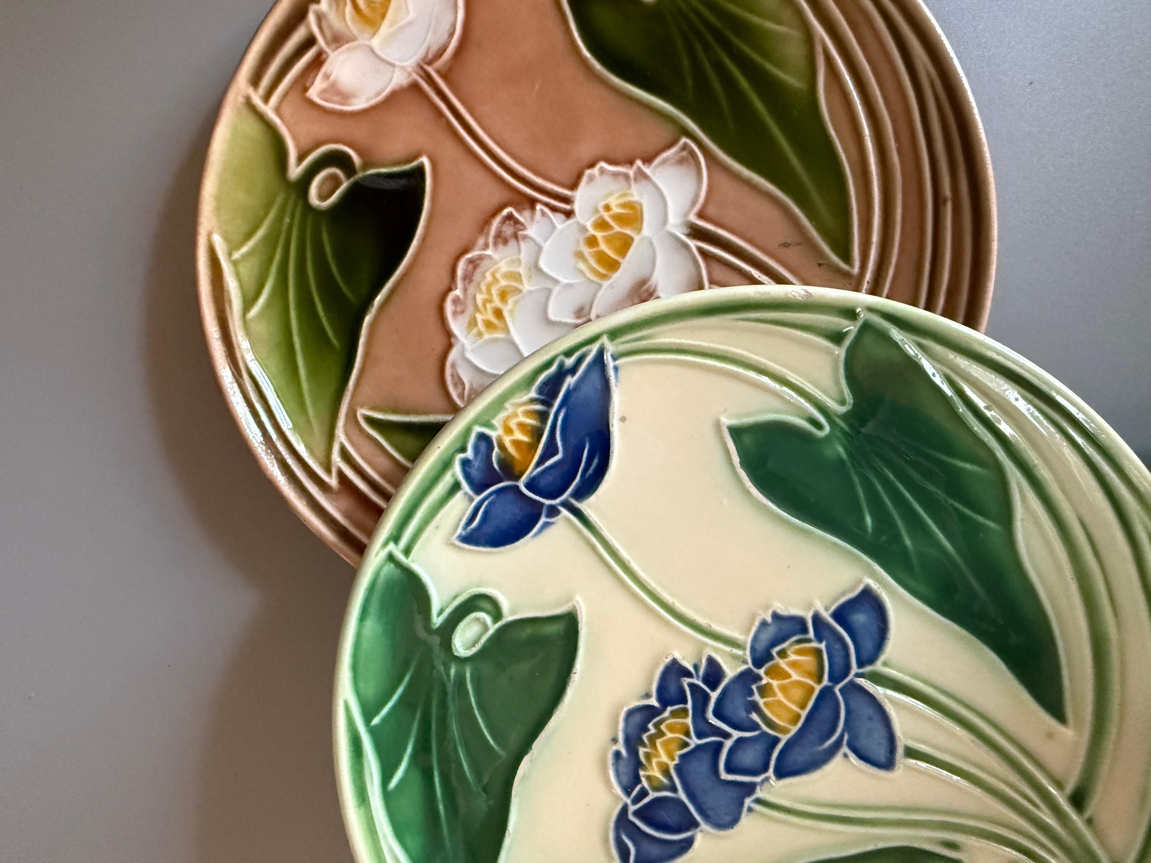 Art Nouveau Majolica Water Lilies Villeroy Boch Germany For Sale 4