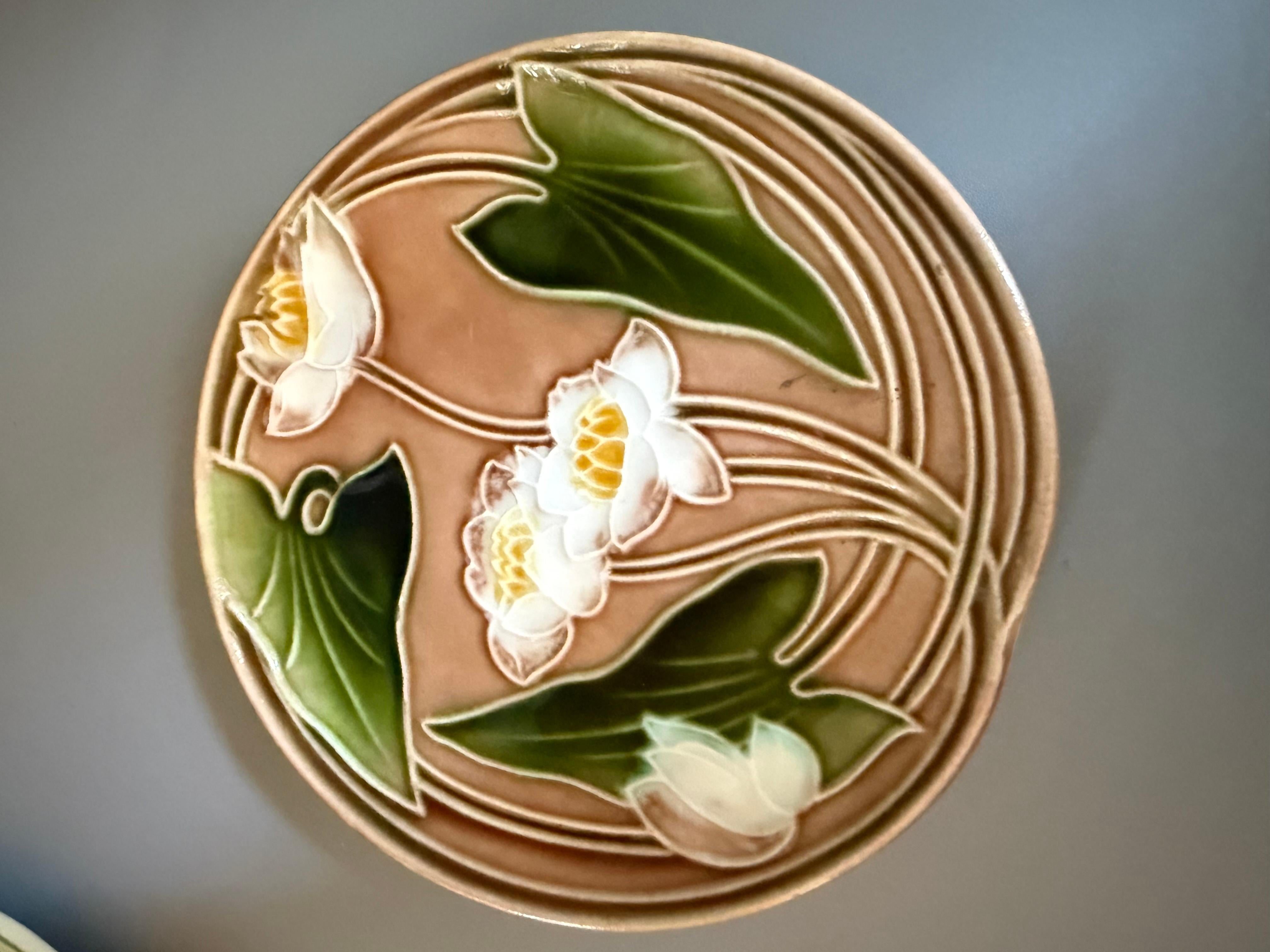 19th Century Art Nouveau Majolica Water Lilies Villeroy Boch Germany For Sale