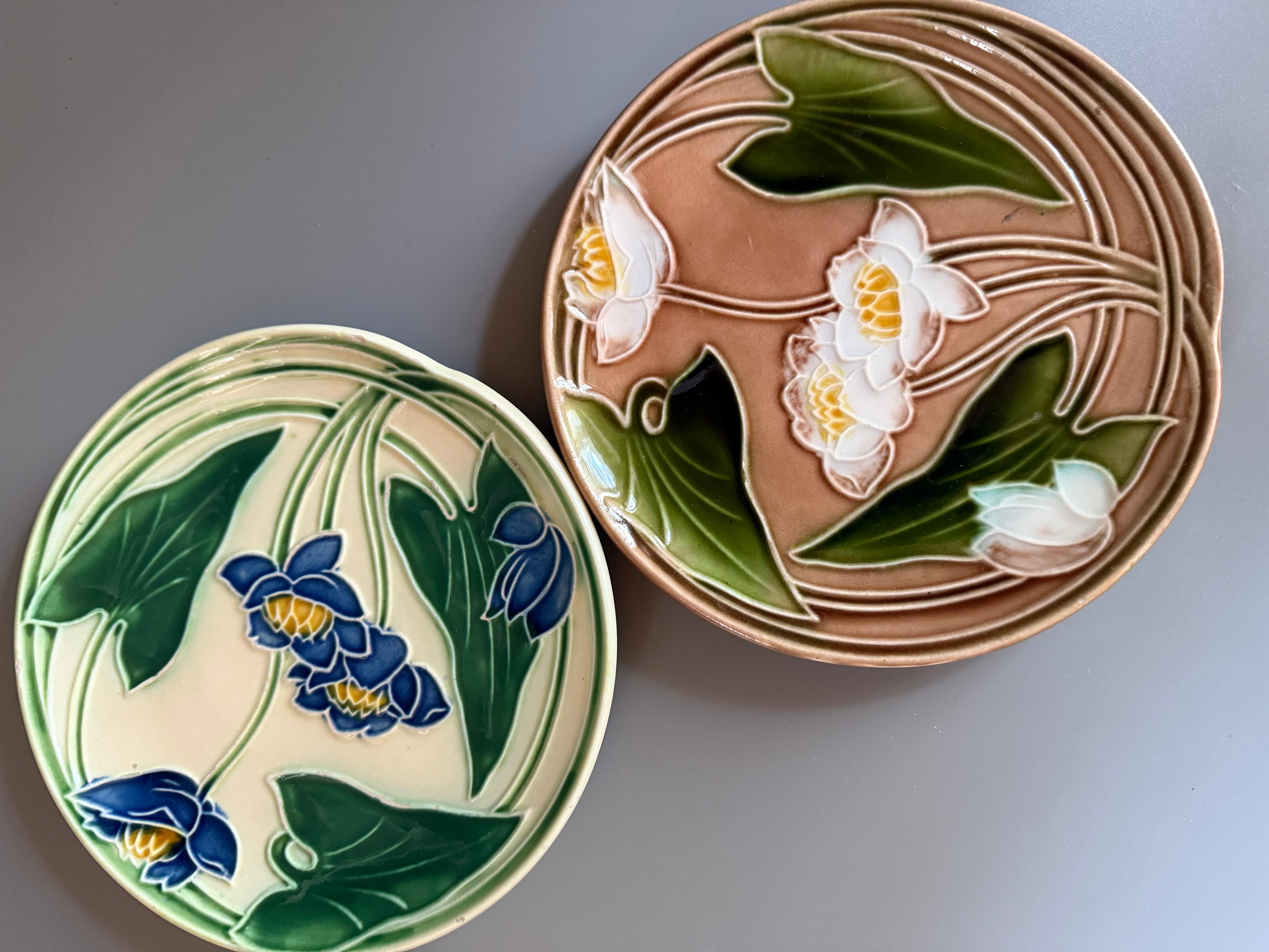 Art Nouveau Majolica Water Lilies Villeroy Boch Germany For Sale 2