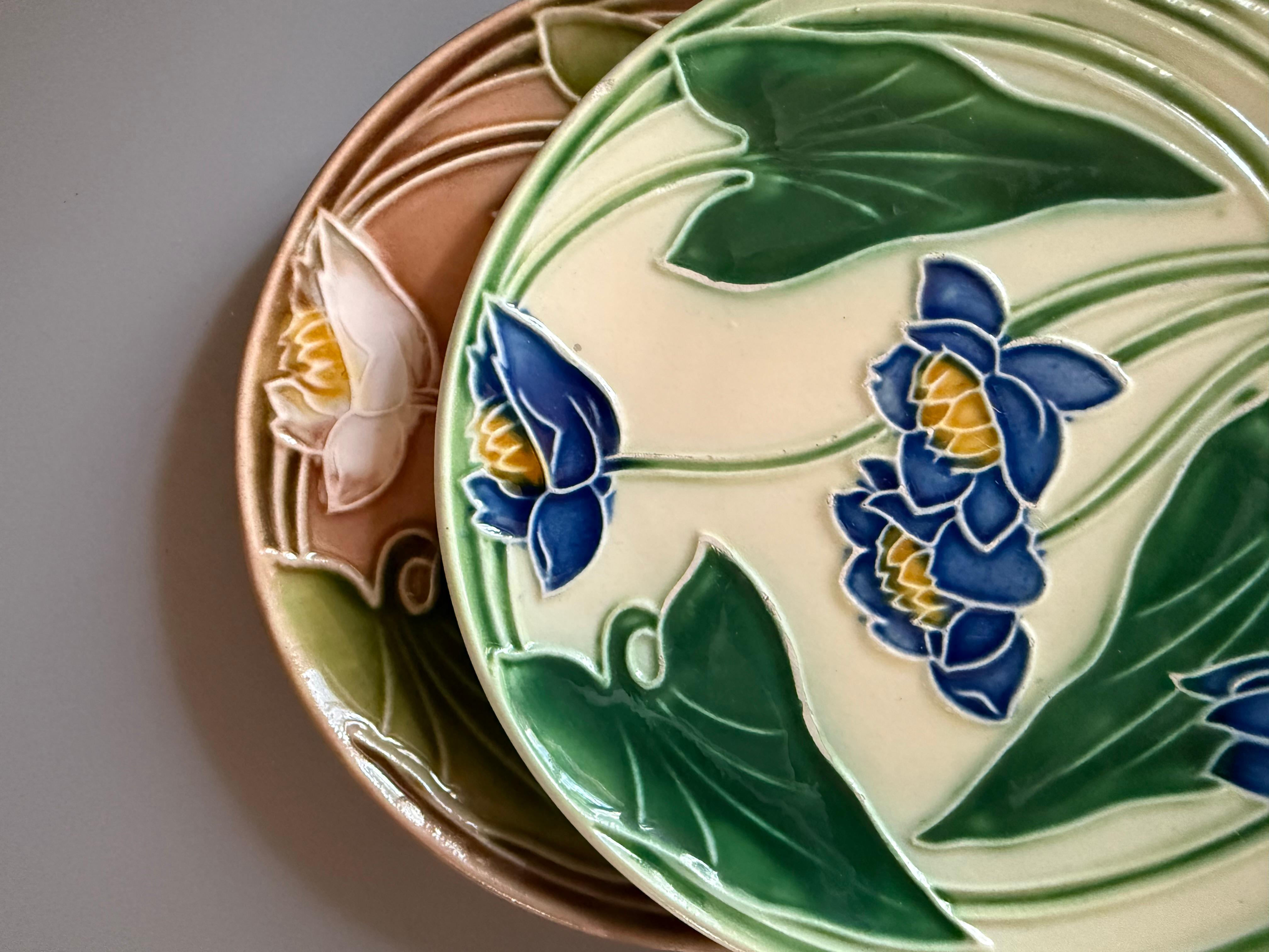 Art Nouveau Majolica Water Lilies Villeroy Boch Germany For Sale 3