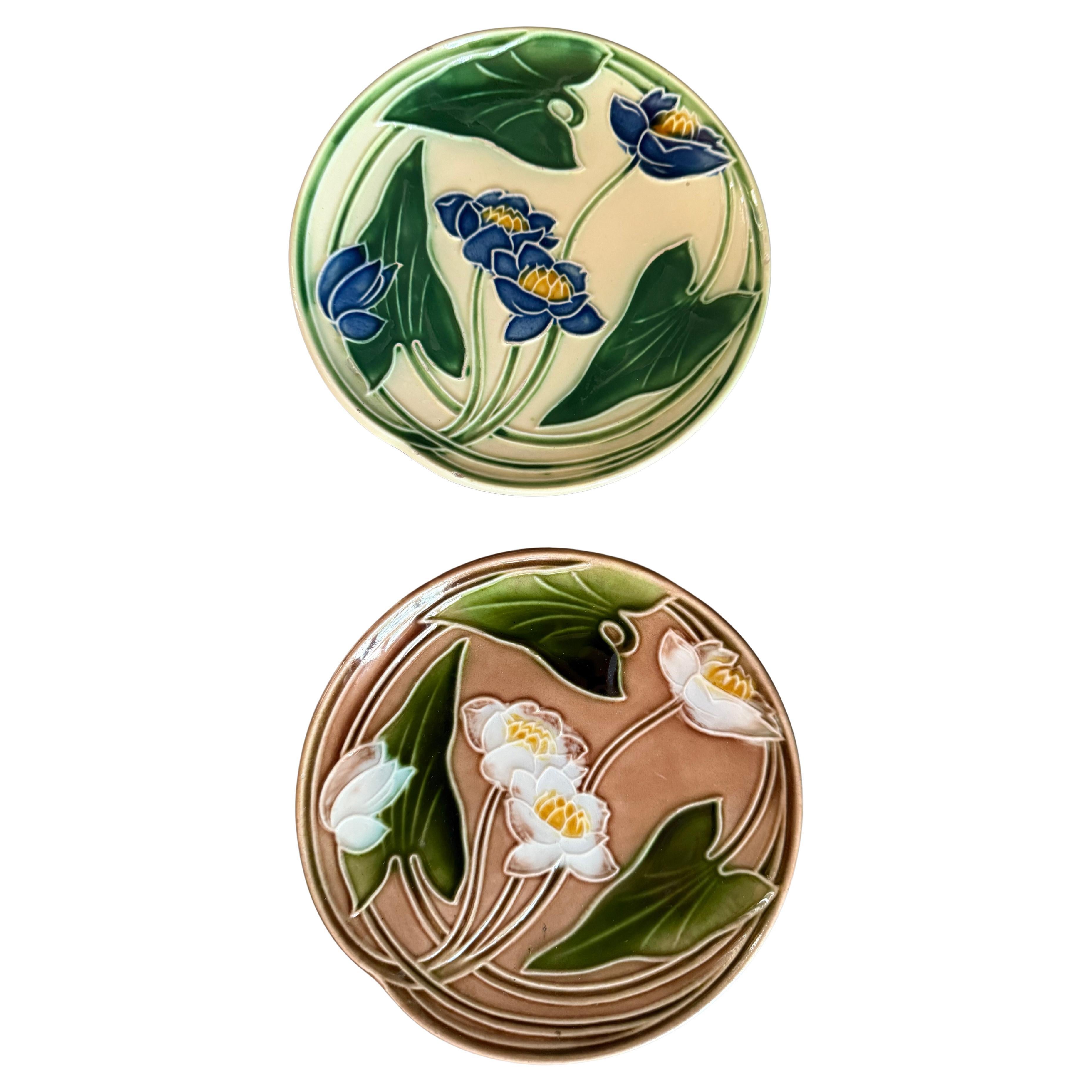 Art Nouveau Majolica Water Lilies Villeroy Boch Germany For Sale