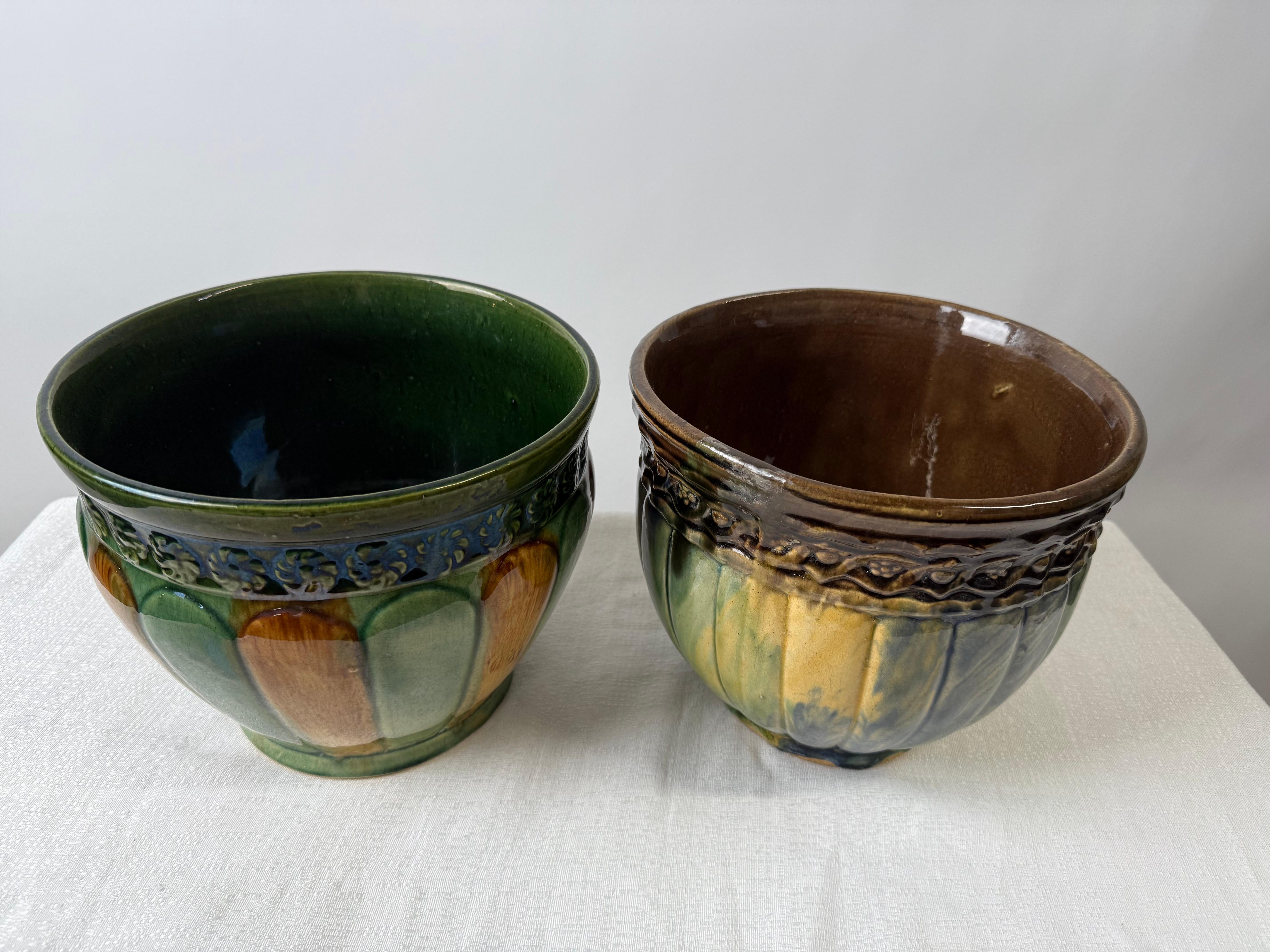 Americano Fioriera o giardiniera in maiolica Weller Pottery in stile Art Nouveau, coppia compatibile