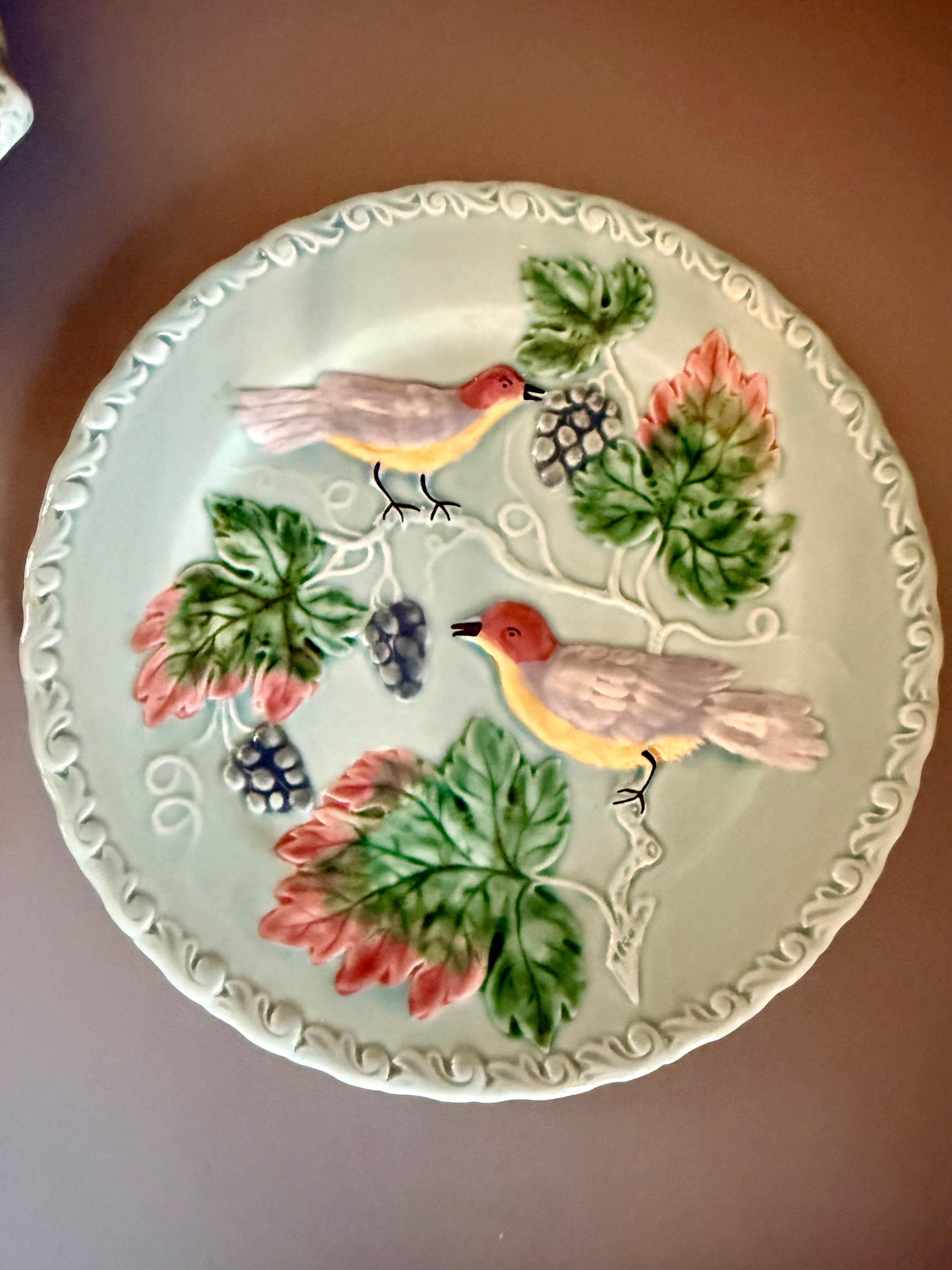 Glazed Art Nouveau Majolika Birds Germany Set For Sale