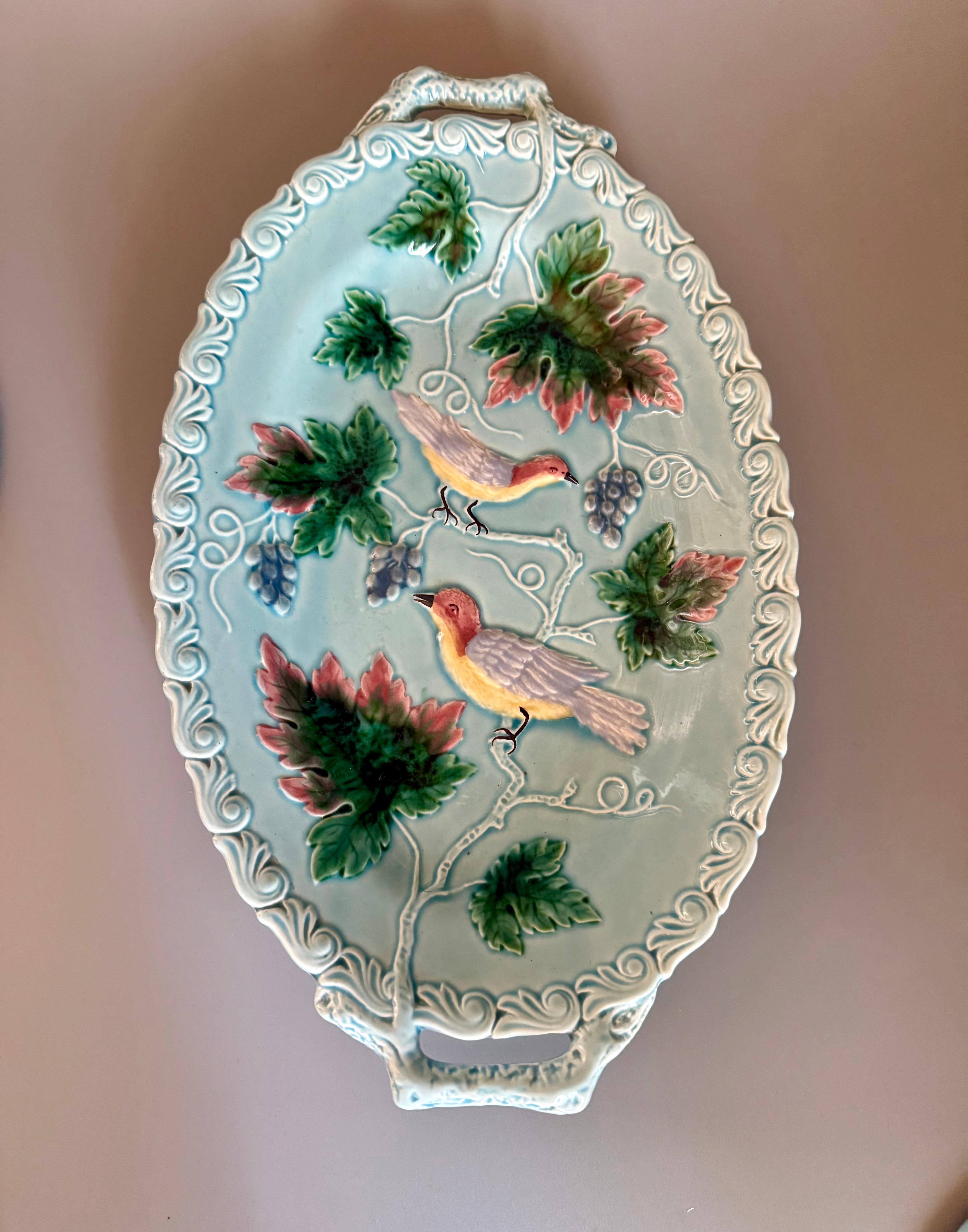 Art Nouveau Majolika Birds Germany Set In Good Condition For Sale In Uppsala , SE