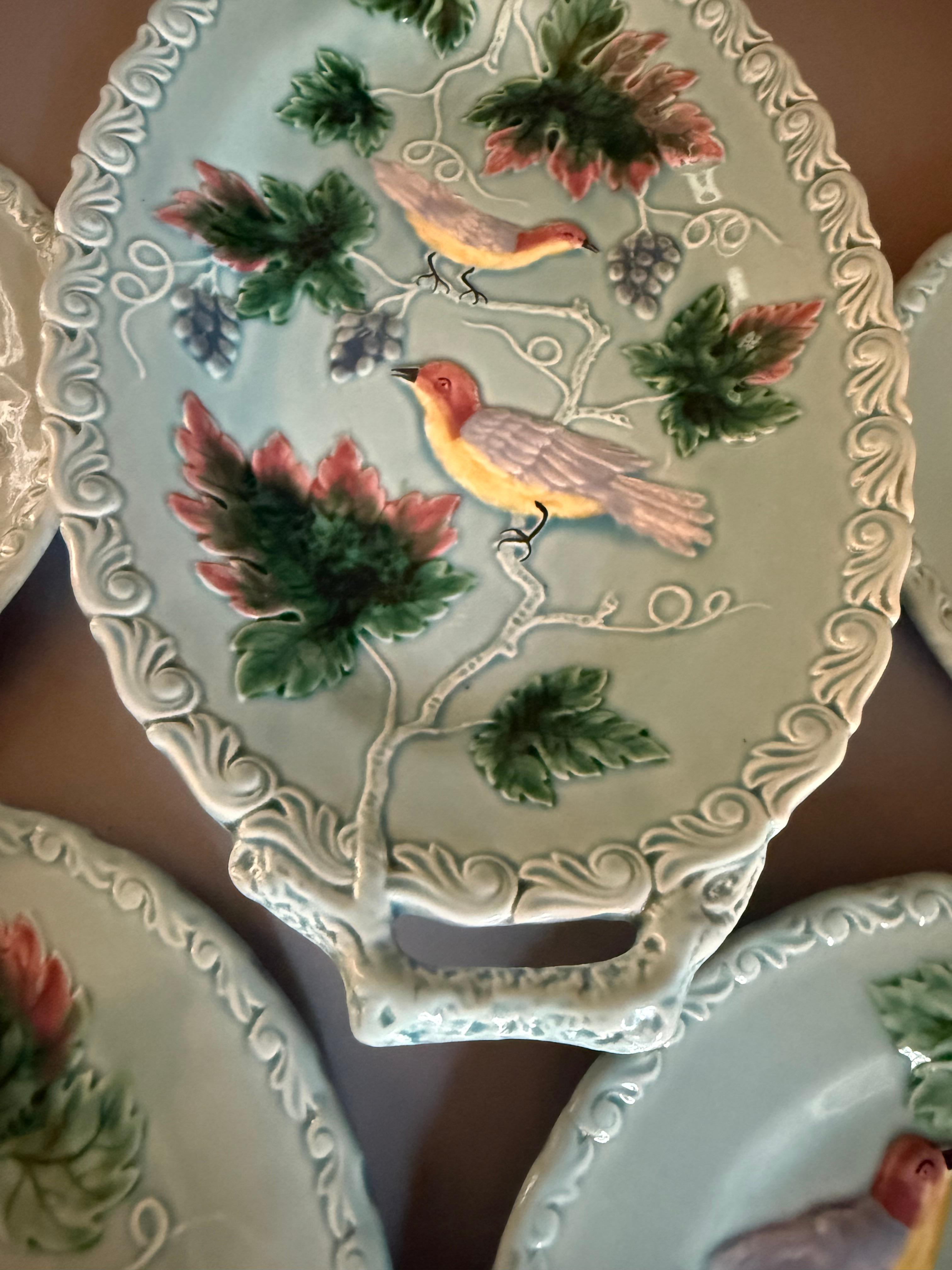 Art Nouveau Majolika Birds Germany Set For Sale 3