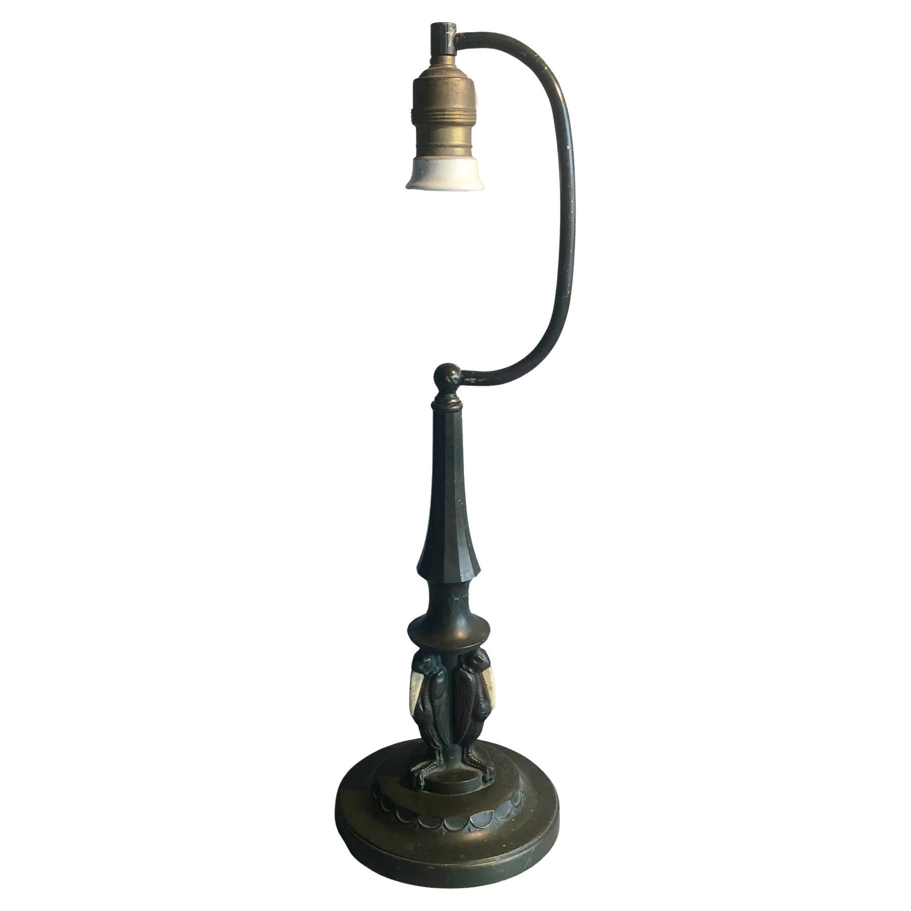 Art Nouveau "Marabou" Library Lamp, Austria 1890s For Sale