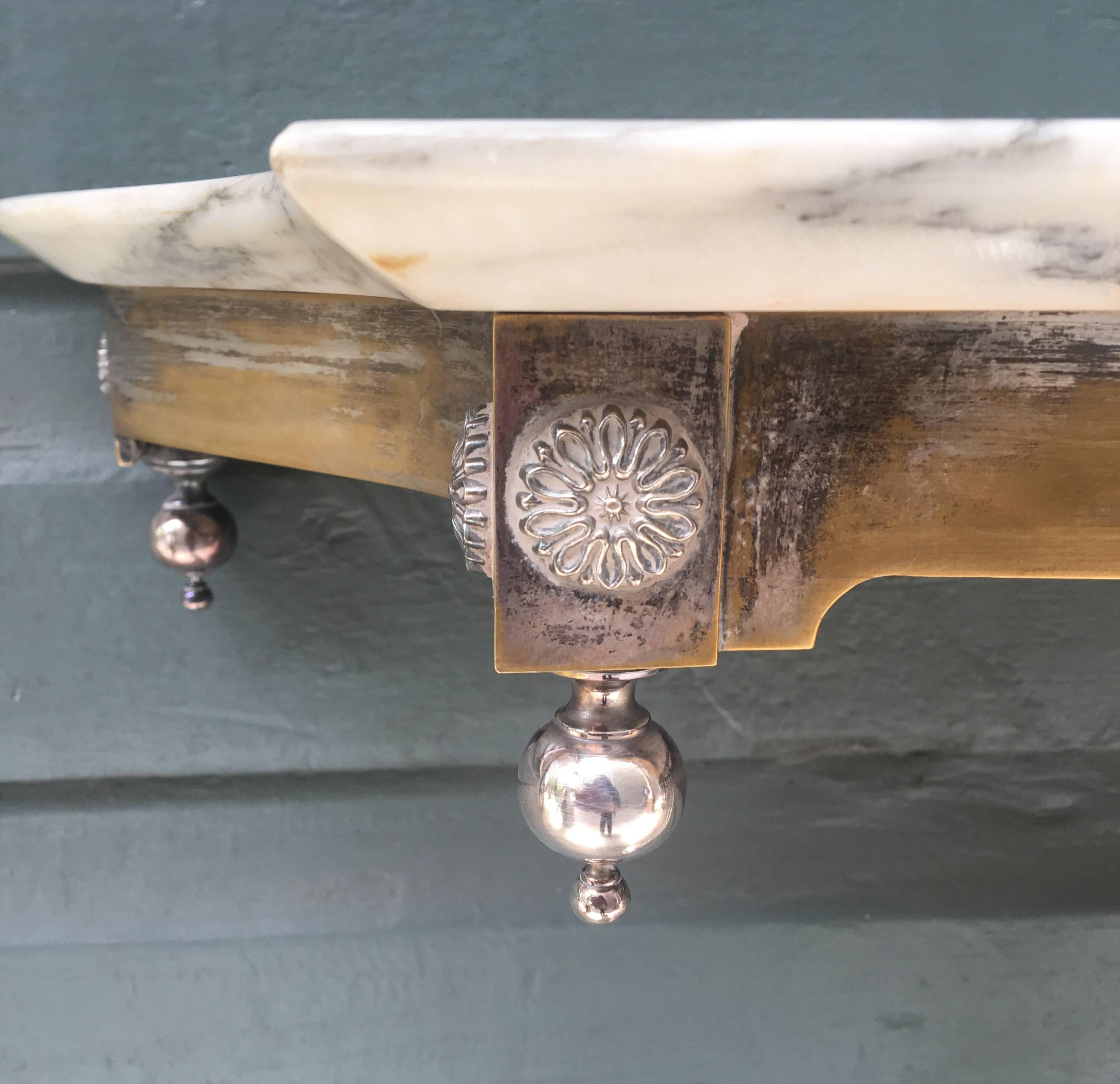 Art Nouveau Marble and Silver Console Table In Excellent Condition In Charleston, SC