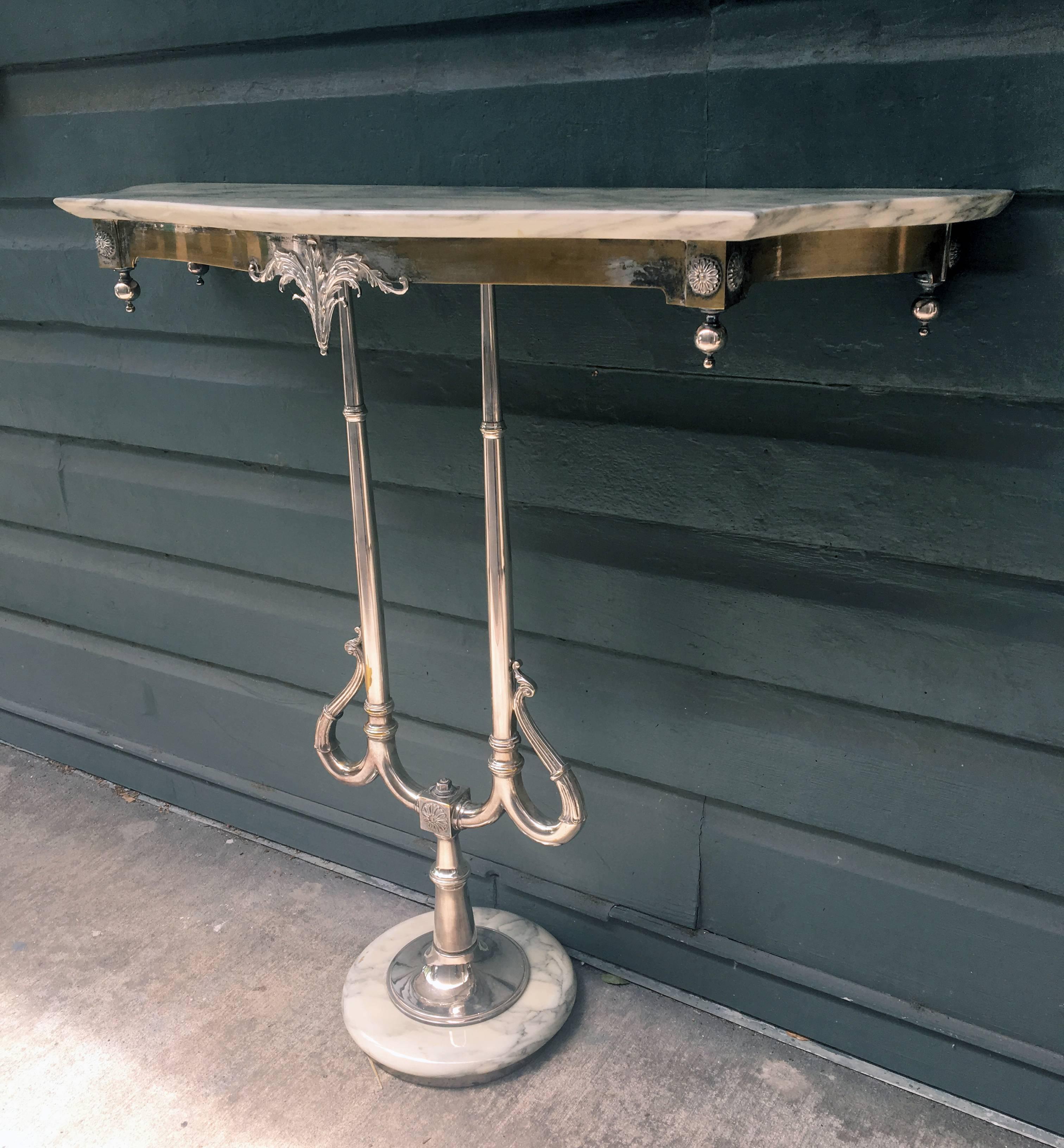 Art Nouveau Marble and Silver Console Table 1