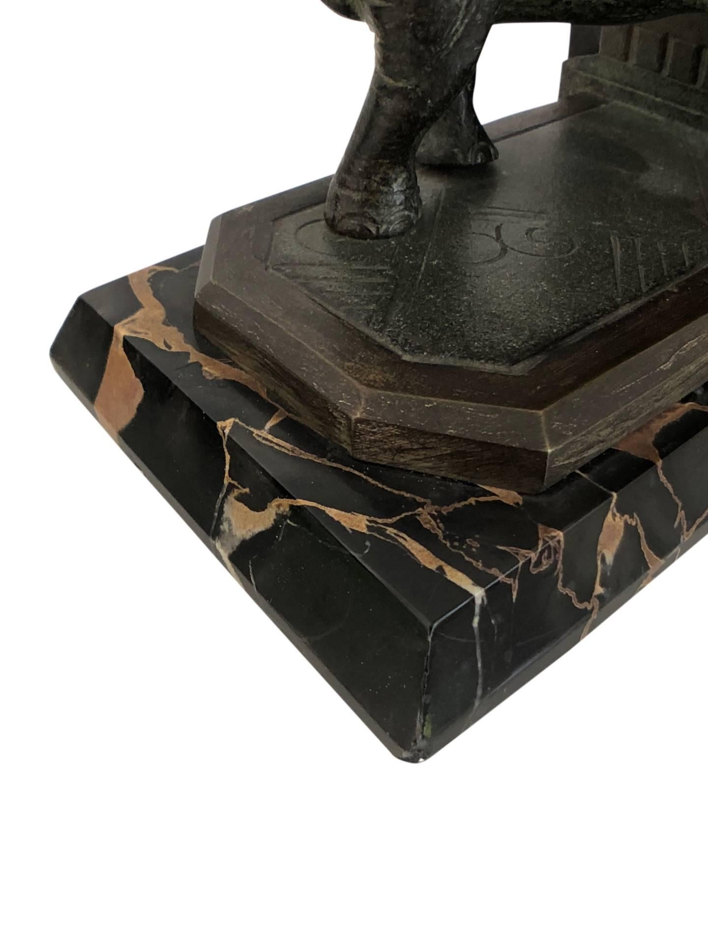 Art Nouveau Marble-Bookends with Bronze-Elephants by MARIONNET, France, 1900s 7