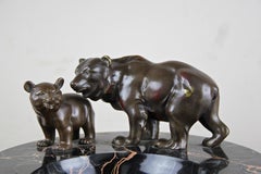 Art Nouveau Marble Bowl/ Ashtray with Bronze Bears, France, circa 1910
