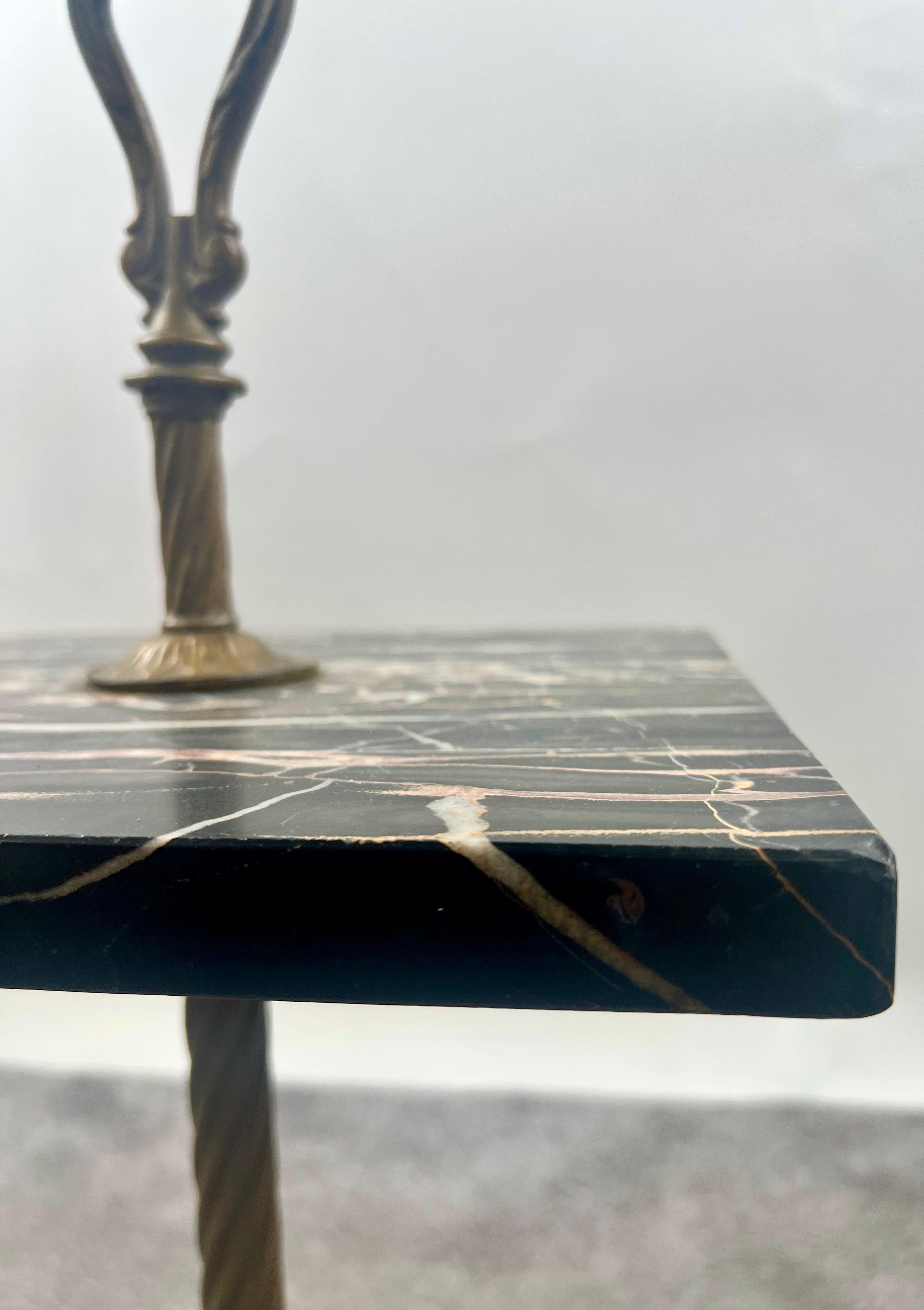 Art Nouveau Marble Top and Brass Smoking or Side Table For Sale 5