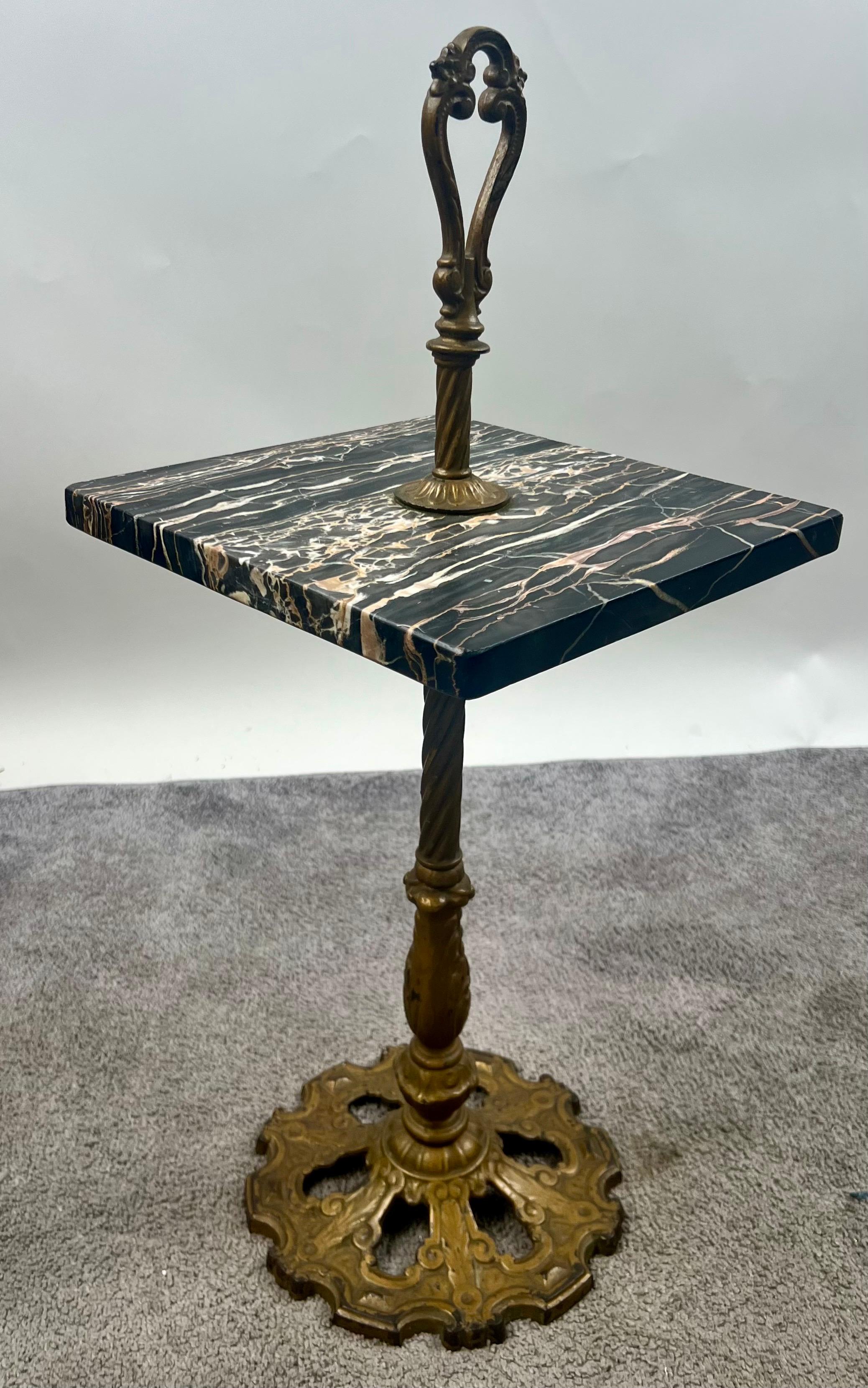20th Century Art Nouveau Marble Top and Brass Smoking or Side Table For Sale