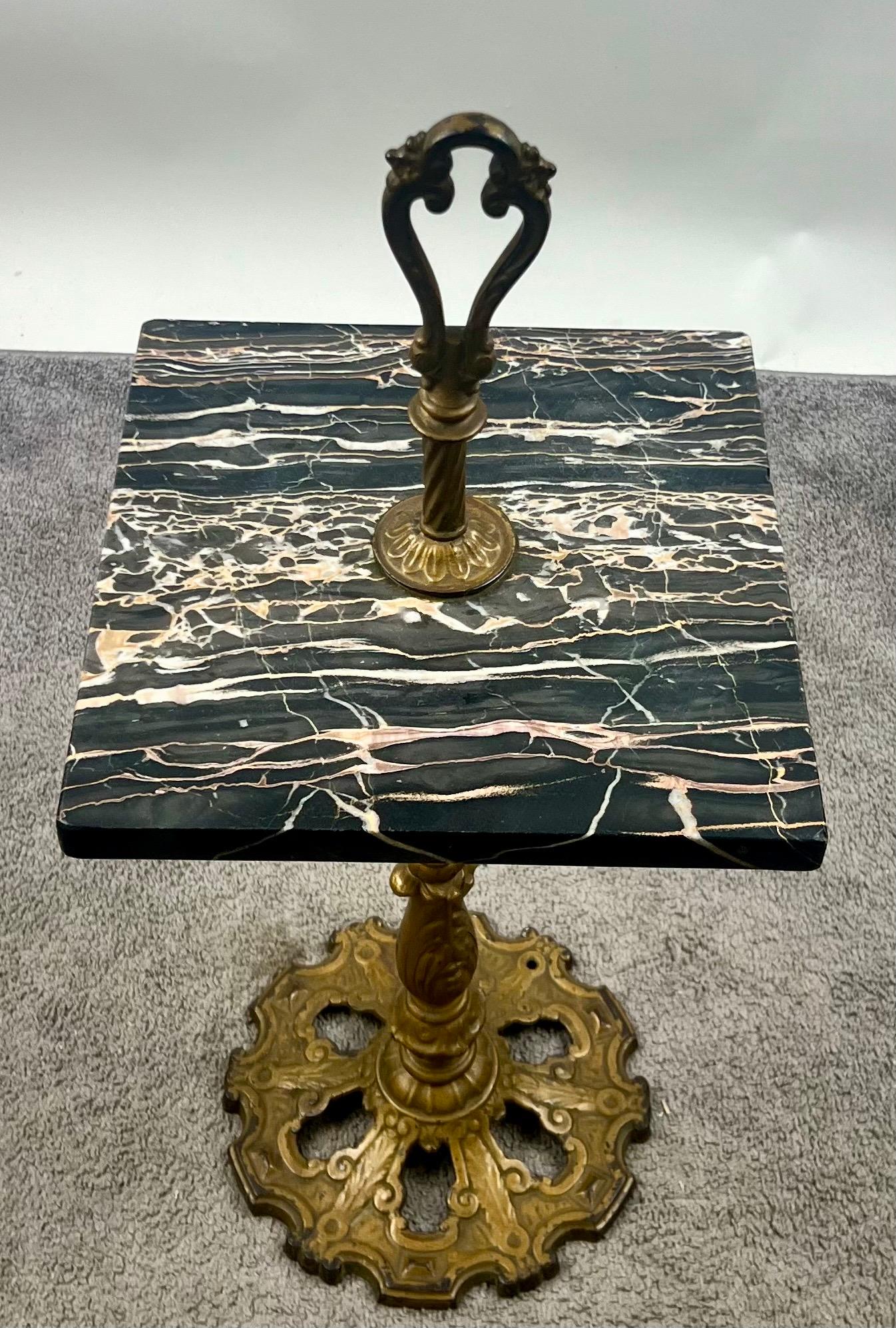 Art Nouveau Marble Top and Brass Smoking or Side Table For Sale 2