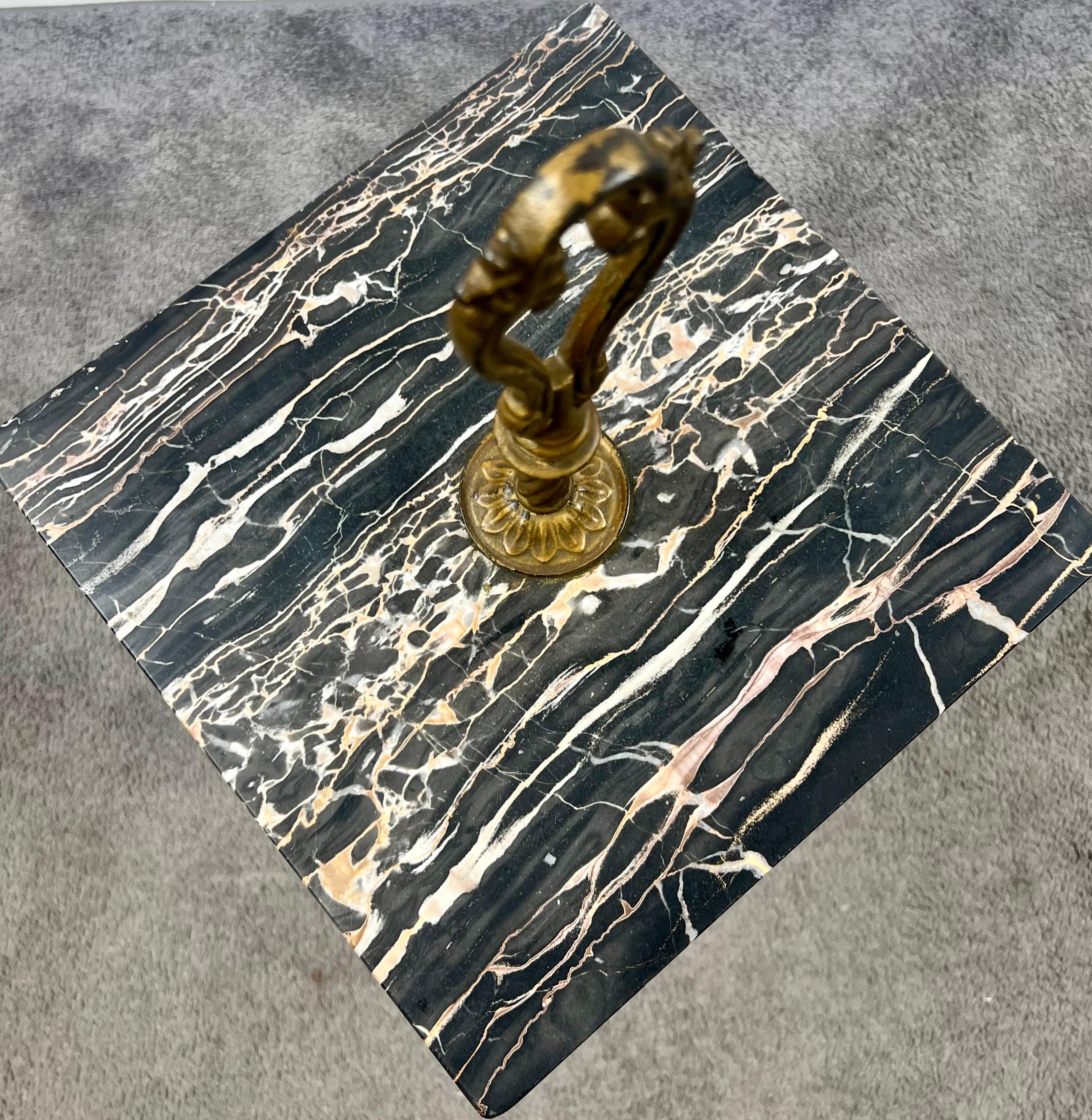 Art Nouveau Marble Top and Brass Smoking or Side Table For Sale 3