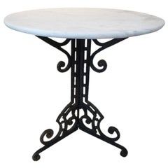 Antique Art Nouveau Marble-Top Lamp Table