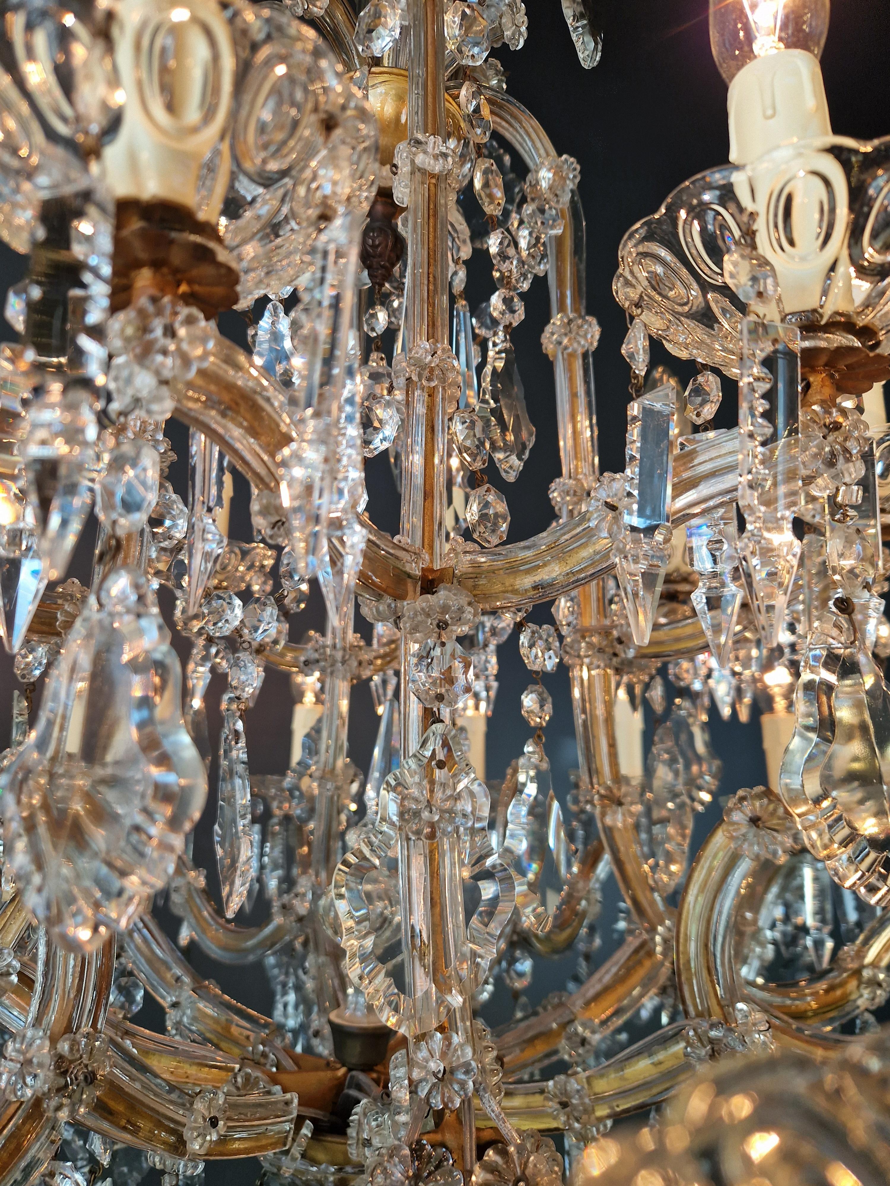 Art Nouveau Lustre Maria Theresa en cristal Feuille d'Erable Verre Antique en vente 2