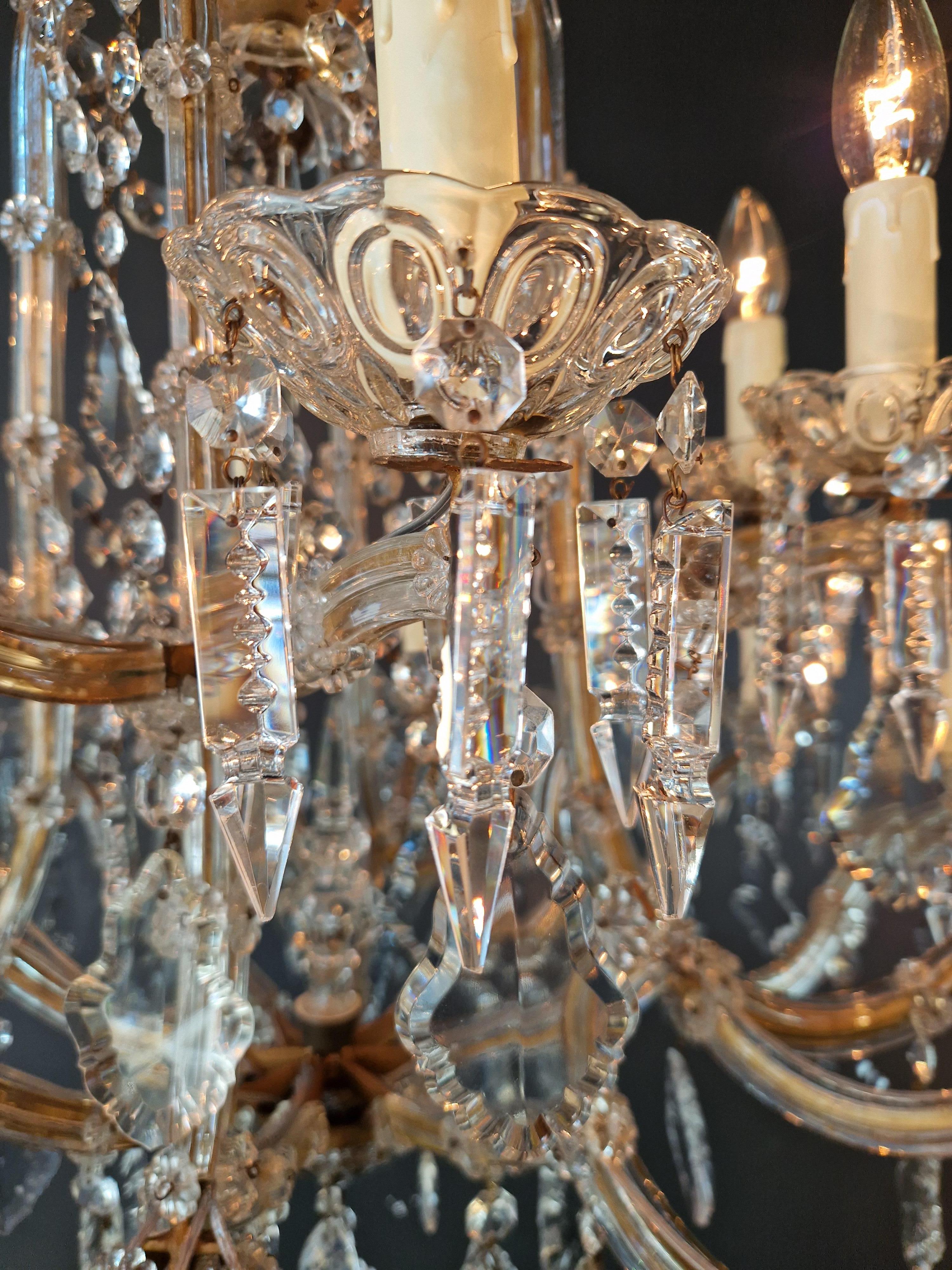 Art Nouveau Lustre Maria Theresa en cristal Feuille d'Erable Verre Antique en vente 3