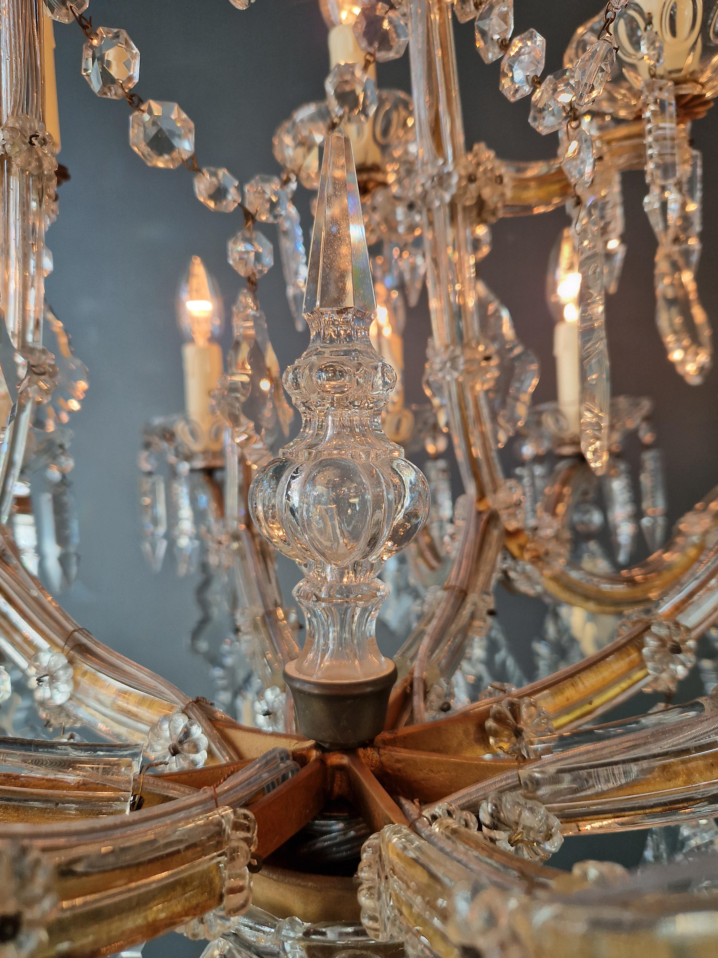 Art Nouveau Lustre Maria Theresa en cristal Feuille d'Erable Verre Antique en vente 4