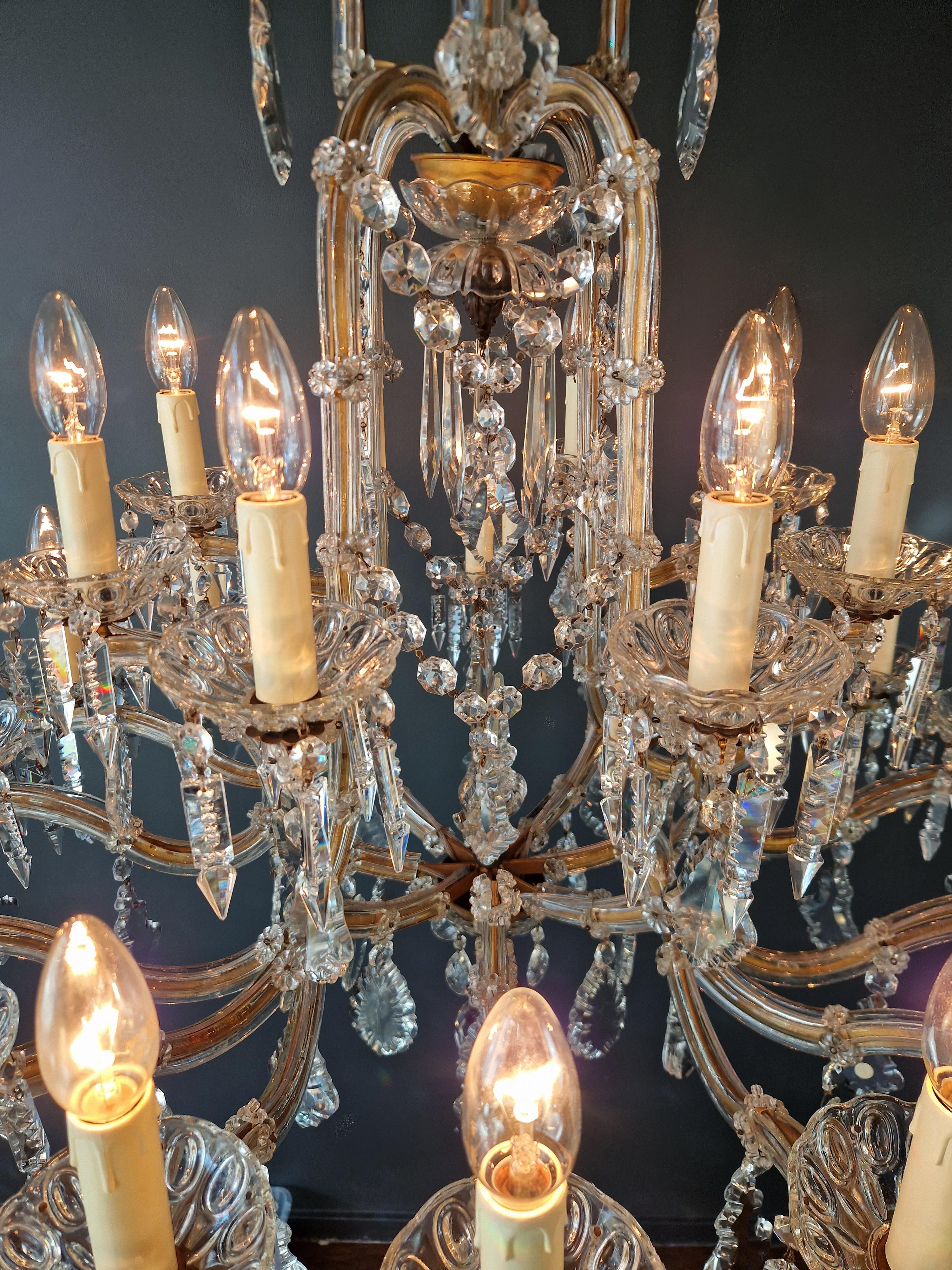 Art Nouveau Lustre Maria Theresa en cristal Feuille d'Erable Verre Antique en vente 5