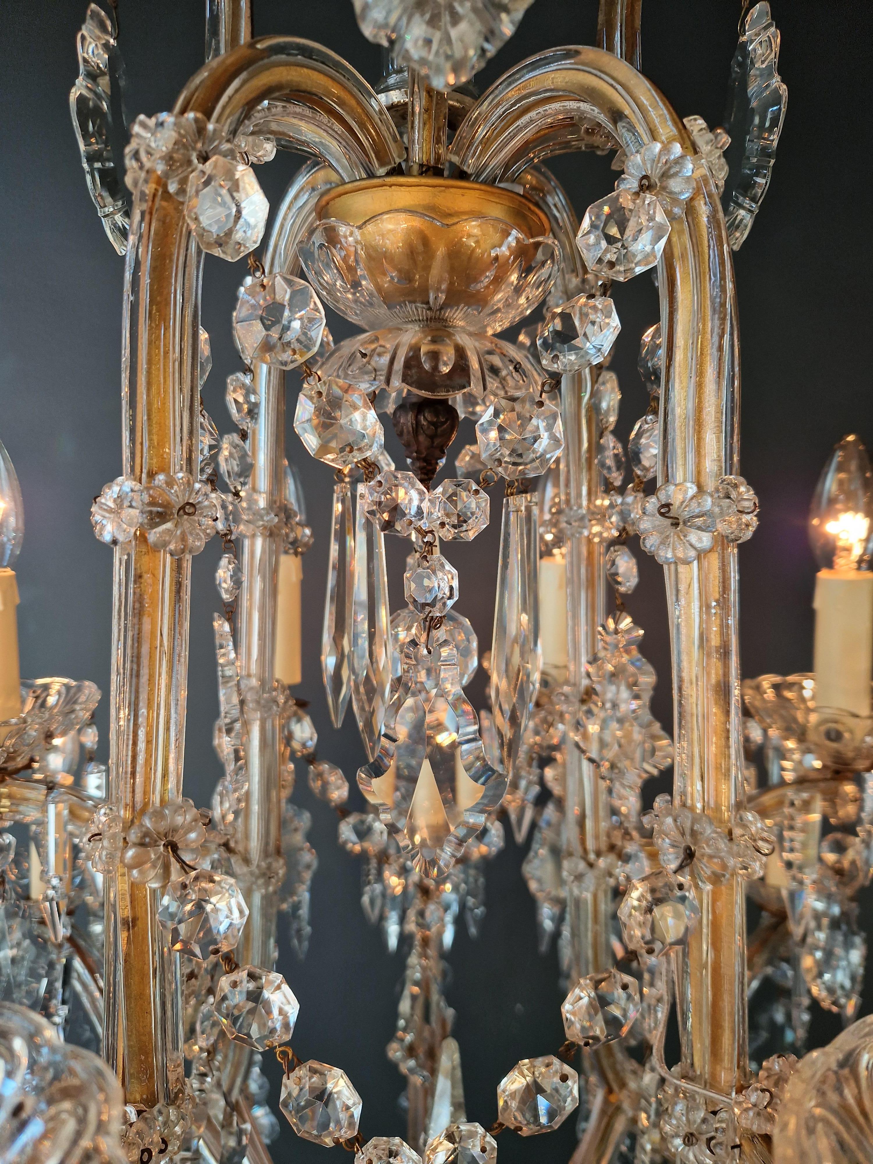 Art Nouveau Lustre Maria Theresa en cristal Feuille d'Erable Verre Antique en vente 6