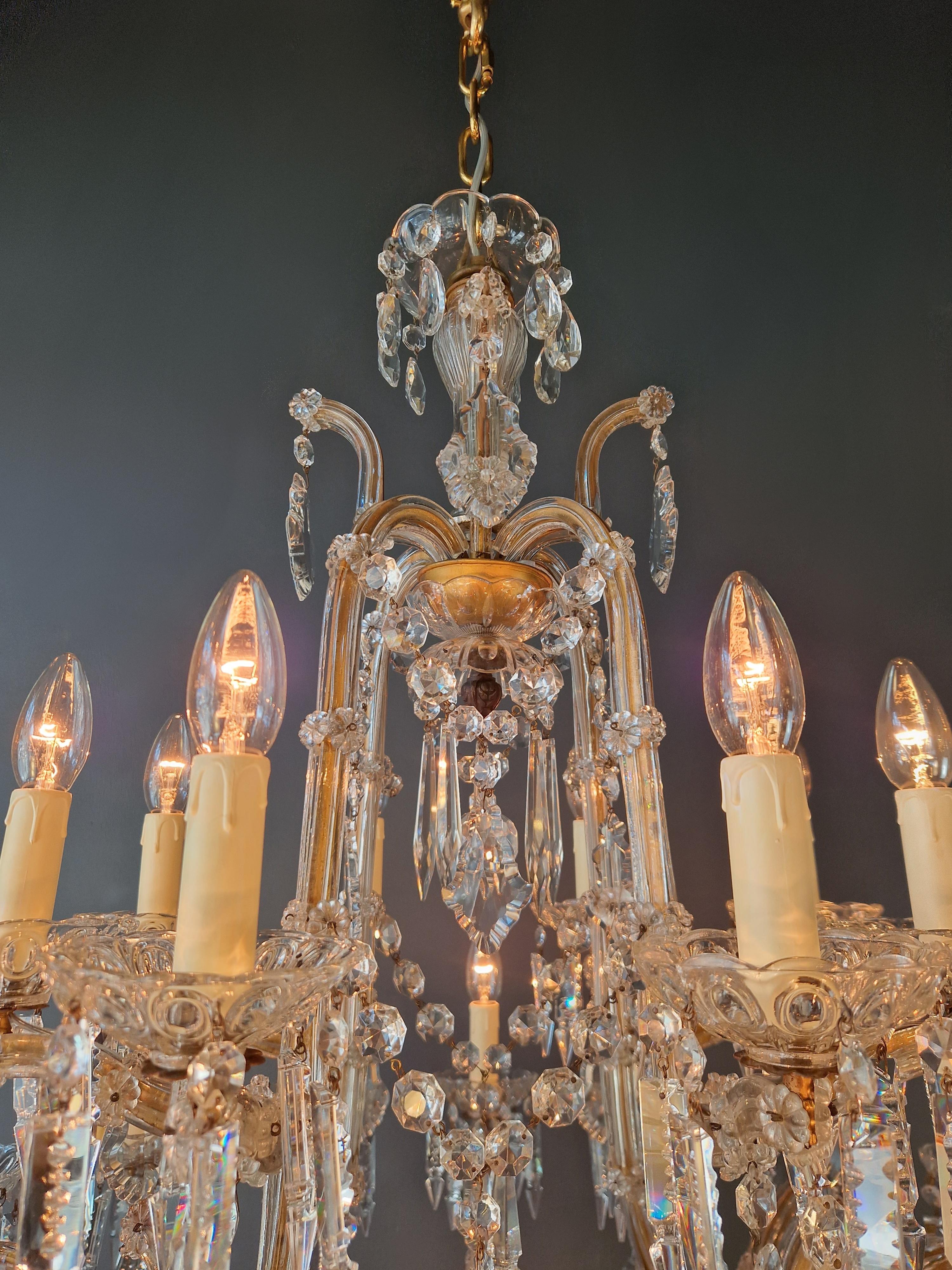 Art Nouveau Lustre Maria Theresa en cristal Feuille d'Erable Verre Antique en vente 7