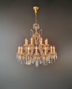 Art Nouveau Maria Theresa Crystal Chandelier Chandelier Maple Leaf Glass Antique