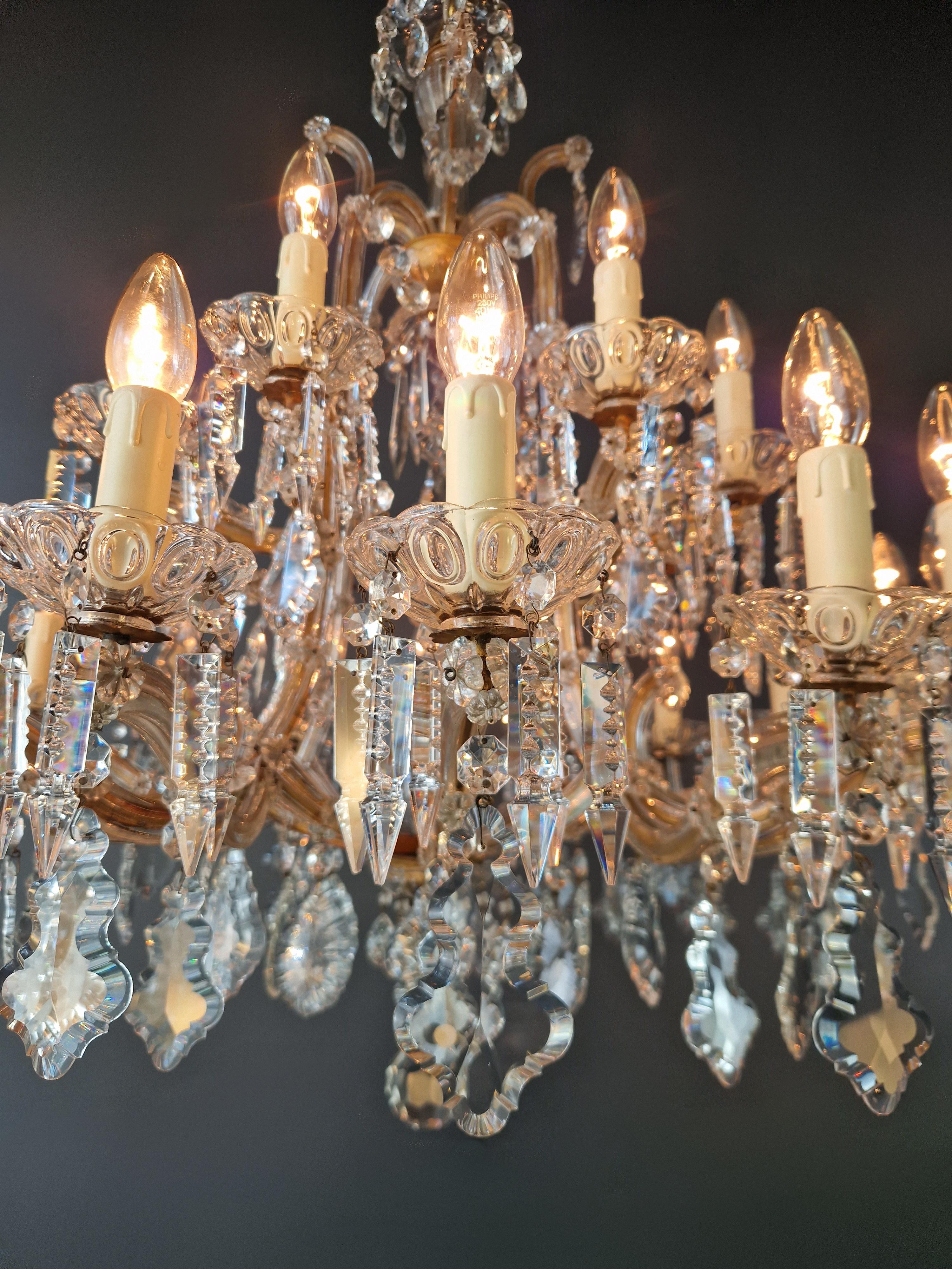 Art Nouveau Lustre Maria Theresa en cristal Feuille d'Erable Verre Antique en vente 1