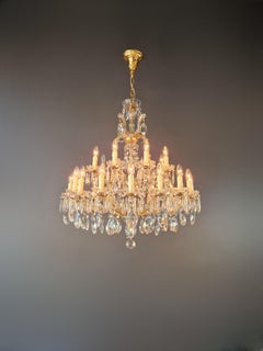 Art Nouveau Maria Theresa Crystal Chandelier Drop Chandelier Brass Glass Antique