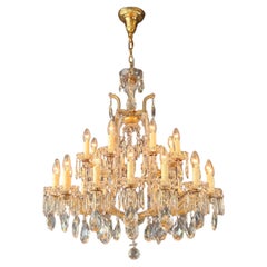 Art Nouveau Maria Theresa Crystal Chandelier Drop Chandelier Brass Glass Antique
