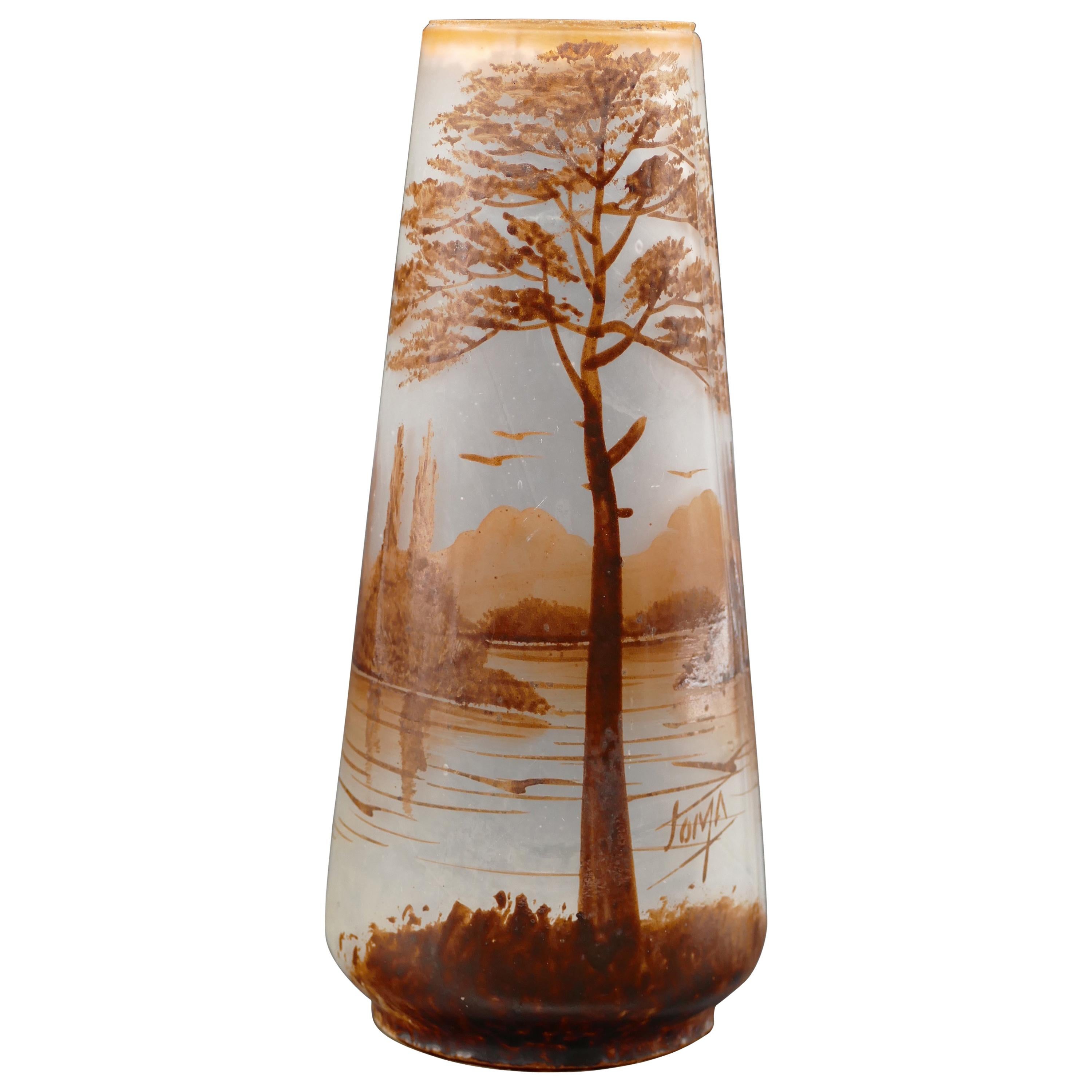 Art Nouveau Marine Escape Vase by Joma, Montreuil, France, Early 1900 For Sale