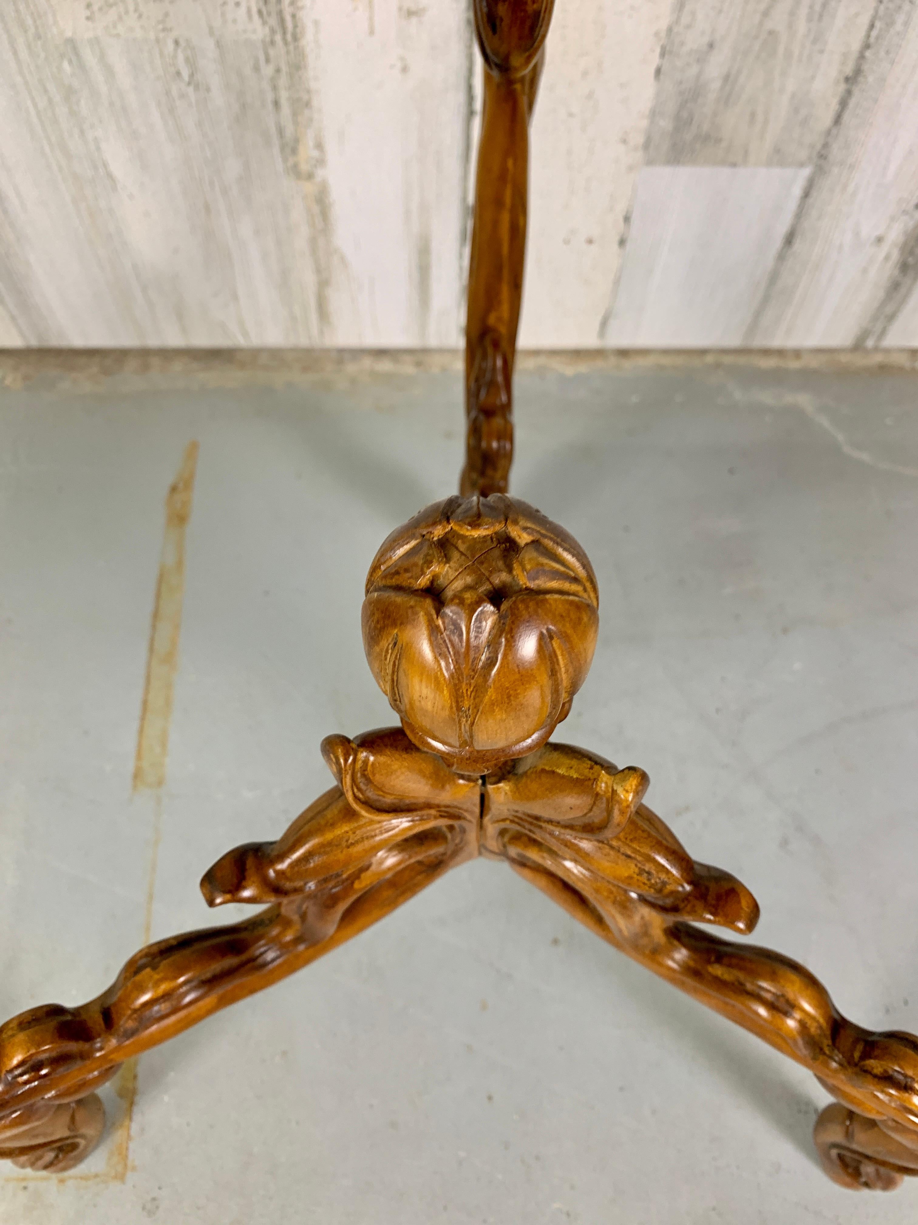 Fruitwood Art Nouveau Marquetry Corner Table For Sale