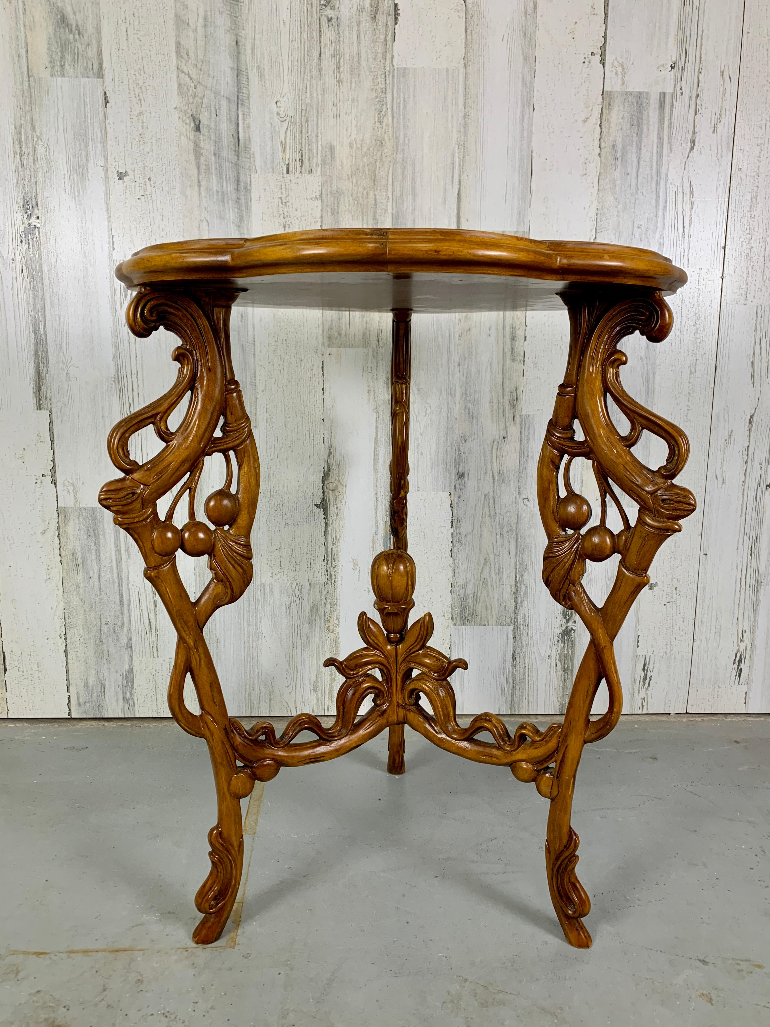 Art Nouveau Marquetry Corner Table  For Sale 1