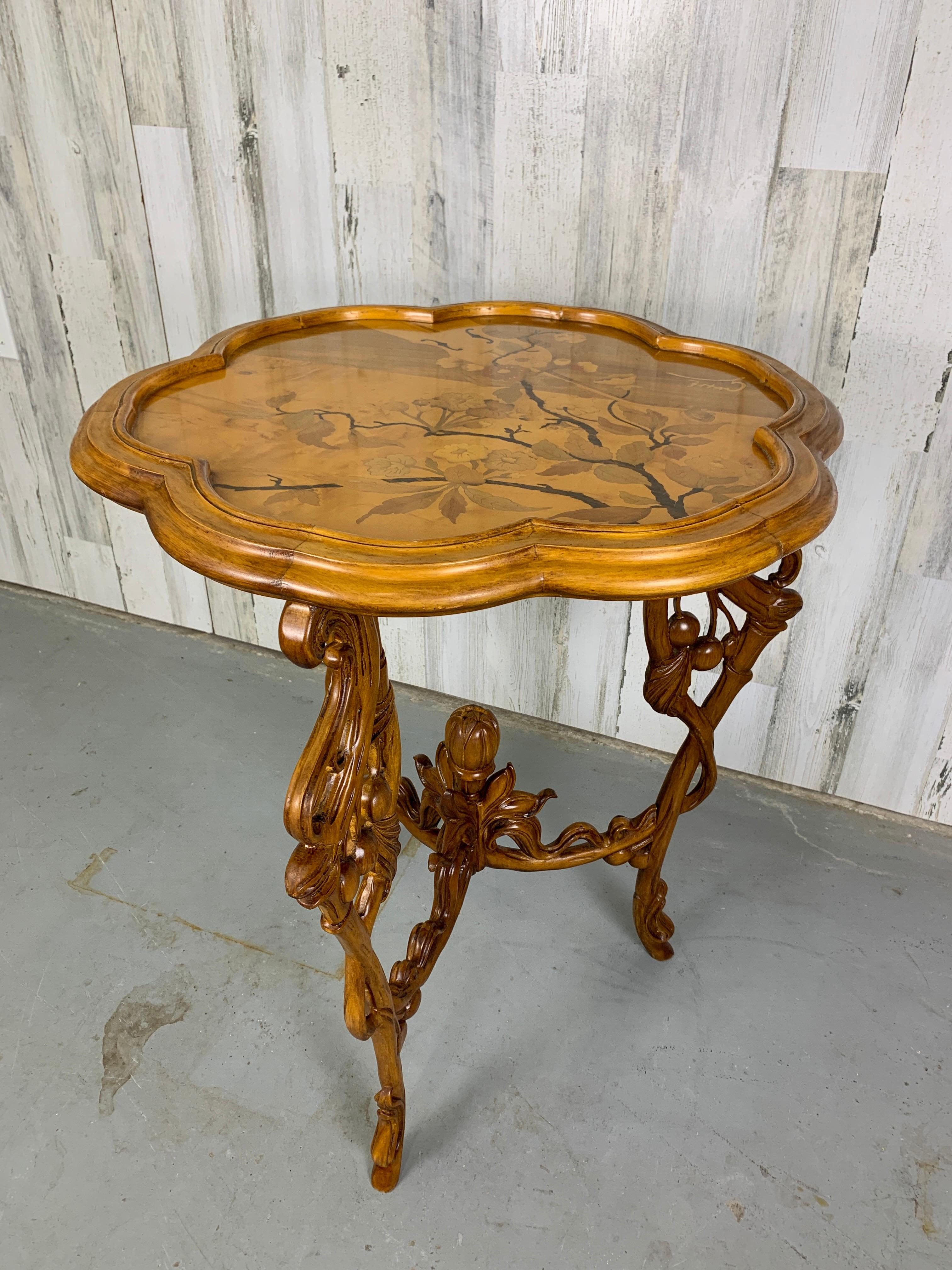 Art Nouveau Marquetry Corner Table  For Sale 5
