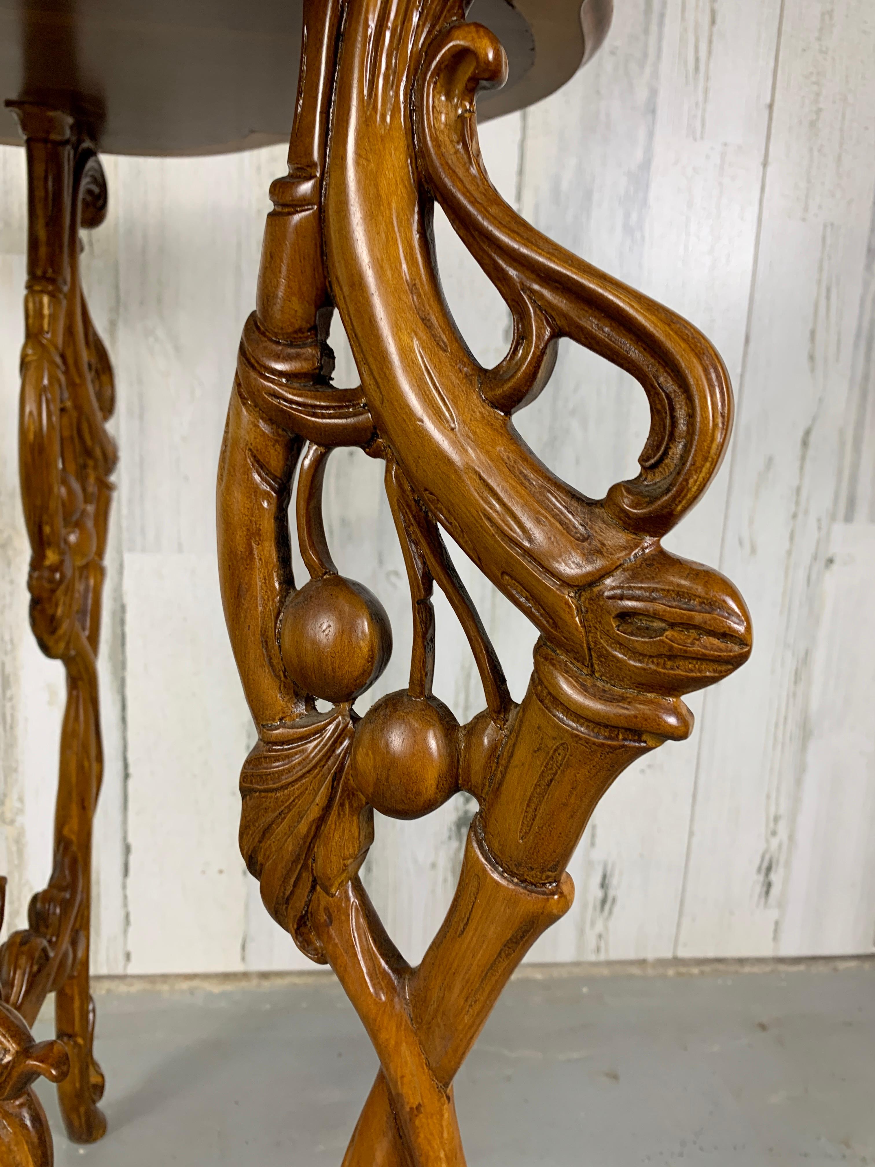 French Art Nouveau Marquetry Corner Table  For Sale